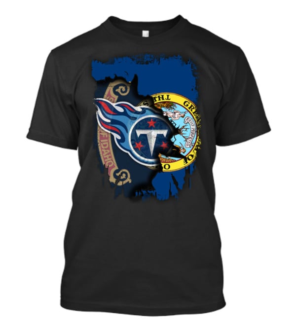 Together Idaho State Seal With Tennessee Titans Logo Fusion T-Shirt