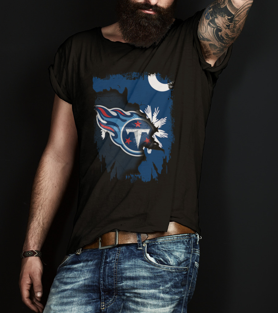 Together South Carolina Titans Moon Palmetto Flag Mashup T-Shirt