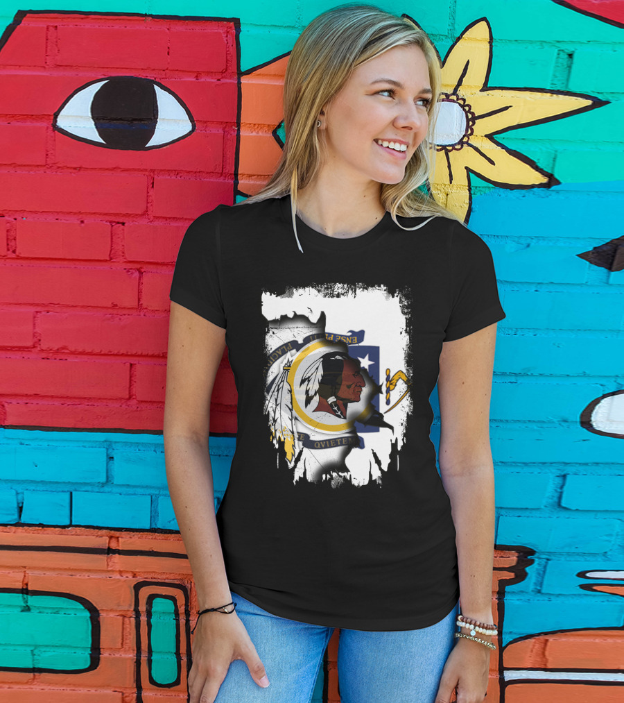 Together Massachusetts Flag With Washington Redskins Logo Fusion T-Shirt