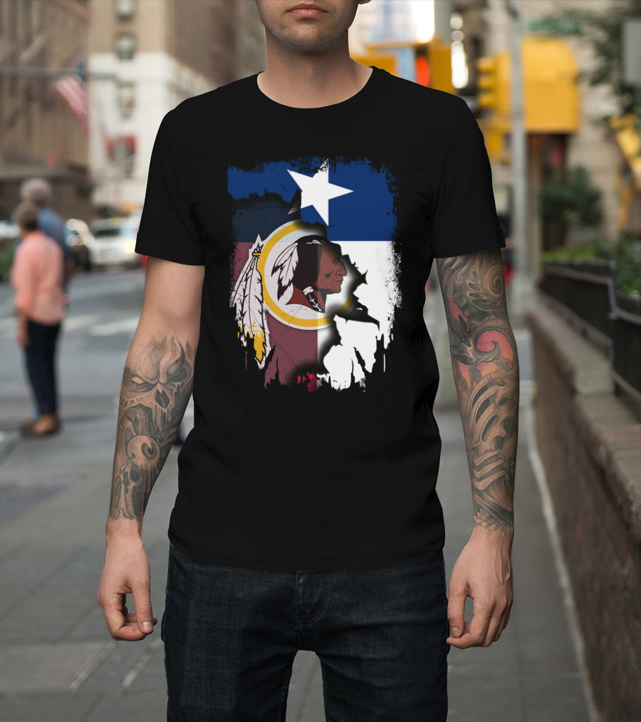 Texas Flag And Washington Redskins Logo United T-Shirt