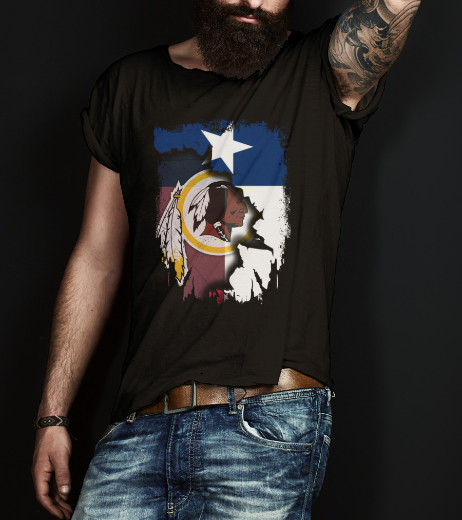 Texas Flag And Washington Redskins Logo United T-Shirt
