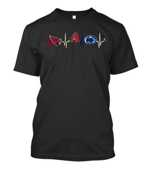 Love Cardinals Diamondbacks Penn State Nittany Lions Heartbeat T-Shirt
