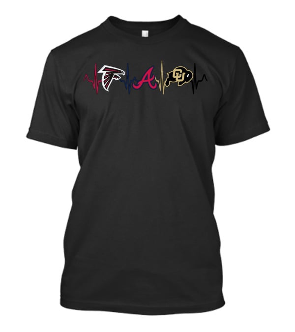 Falcons Braves Colorado Buffaloes Heartbeat Football Baseball Theme T-Shirt
