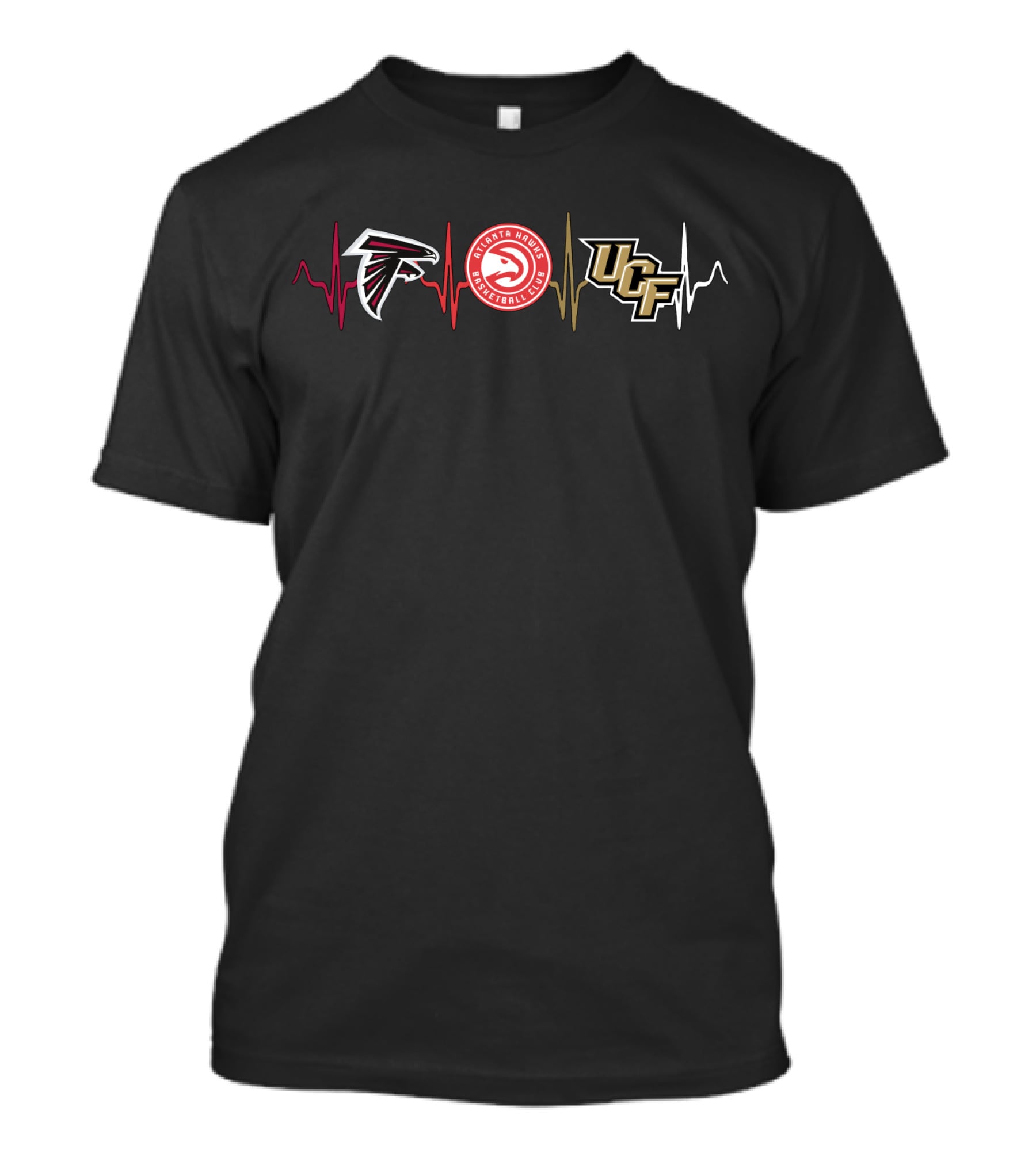Atlanta Falcons Atlanta Hawks Ucf Knights Heartbeat Love Uk T-Shirt