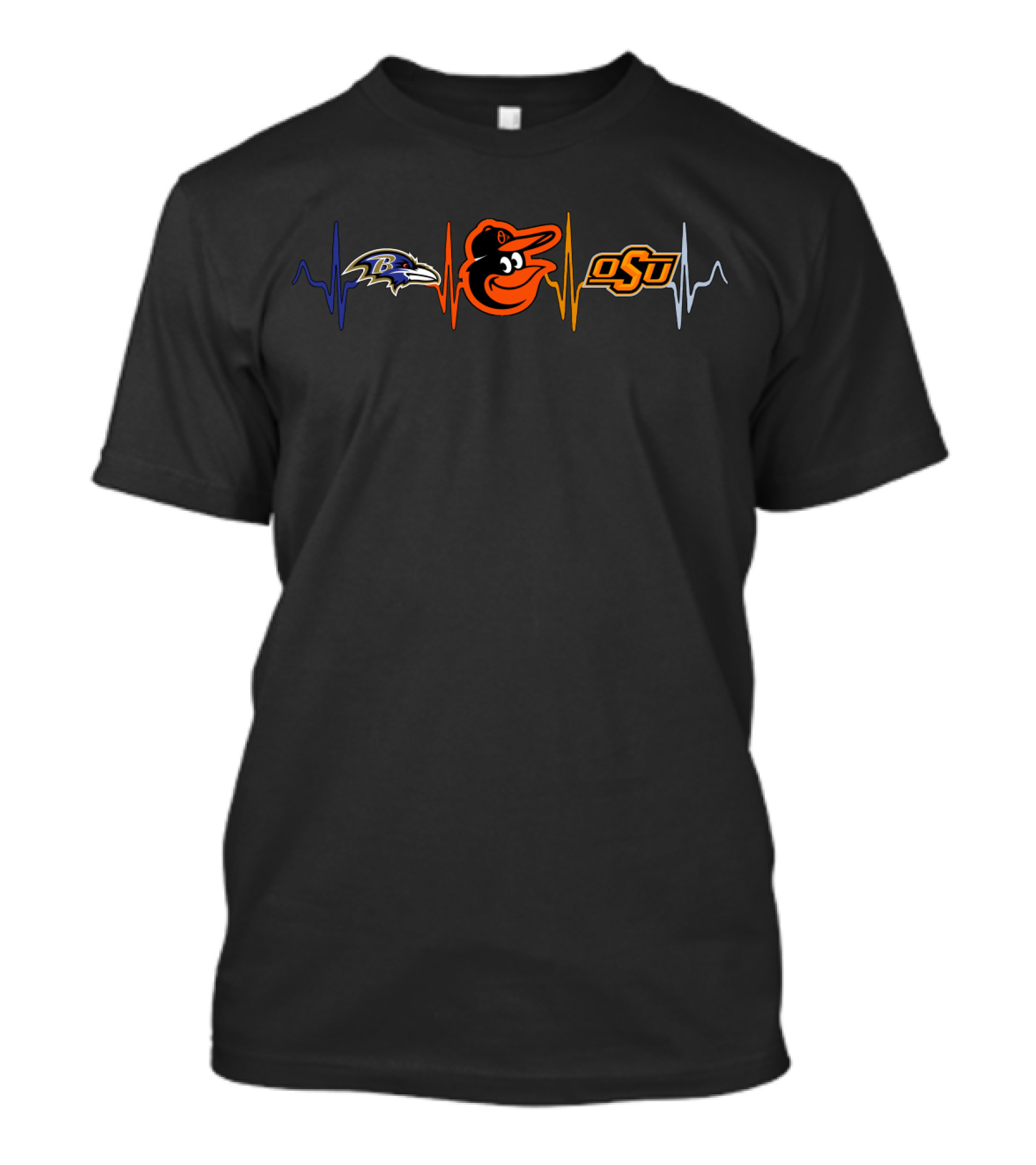 Baltimore Ravens Baltimore Orioles Osu Heartbeat T-Shirt