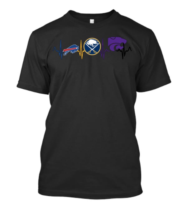Buffalo Bills Buffalo Sabres Kansas State Wildcats Heartbeat T-Shirt
