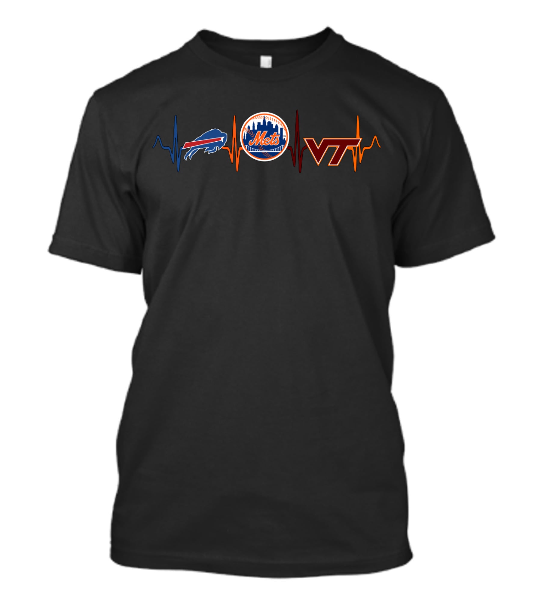 Buffalo Bills New York Mets Virginia Tech Pulse T-Shirt