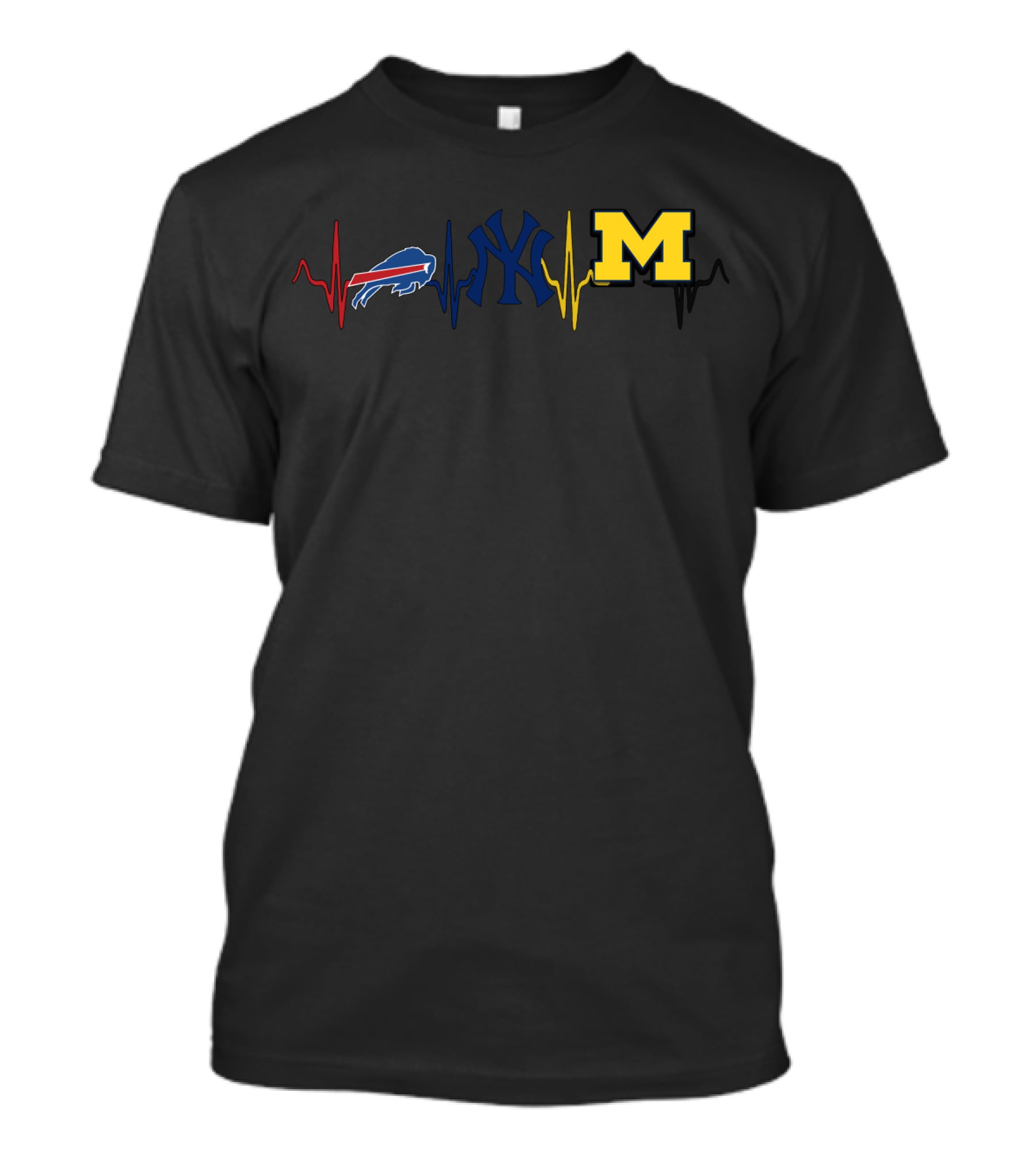 Buffalo Bills New York Yankees Michigan Wolverines Heartbeat T-Shirt