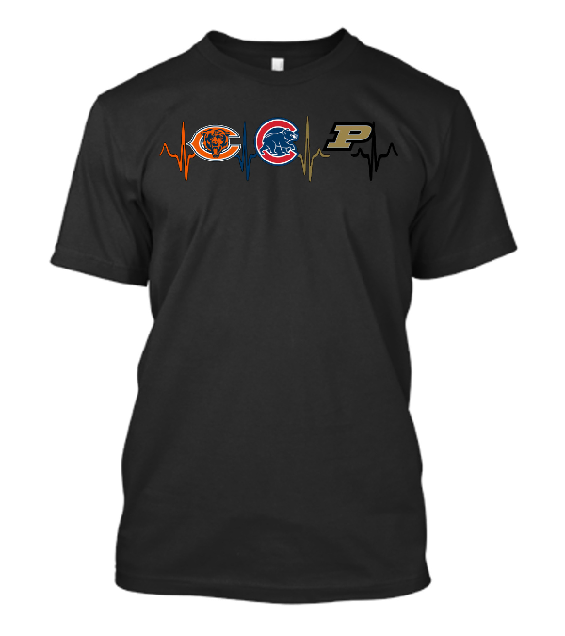 Chicago Bears Chicago Cubs Purdue Boilermakers Heartbeat T-Shirt