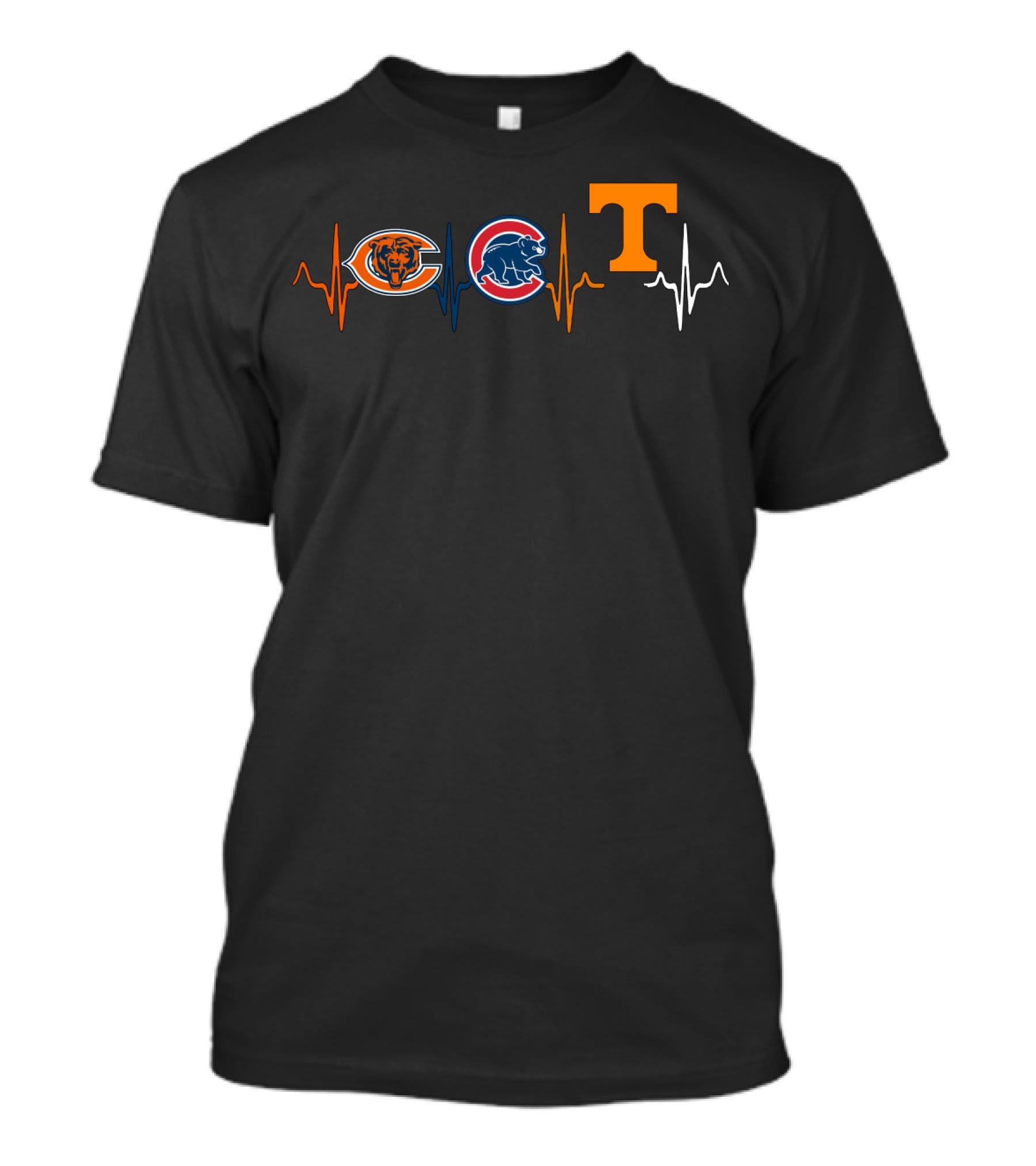 Chicago Bears Cubs Tennessee Volunteers Heartbeat T-Shirt