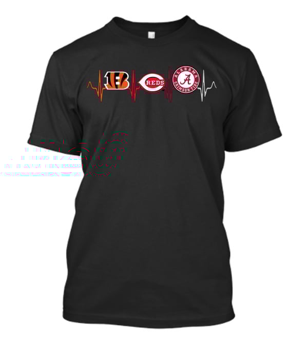 Bengals Reds Alabama Crimson Tide Heartbeat Love T-Shirt