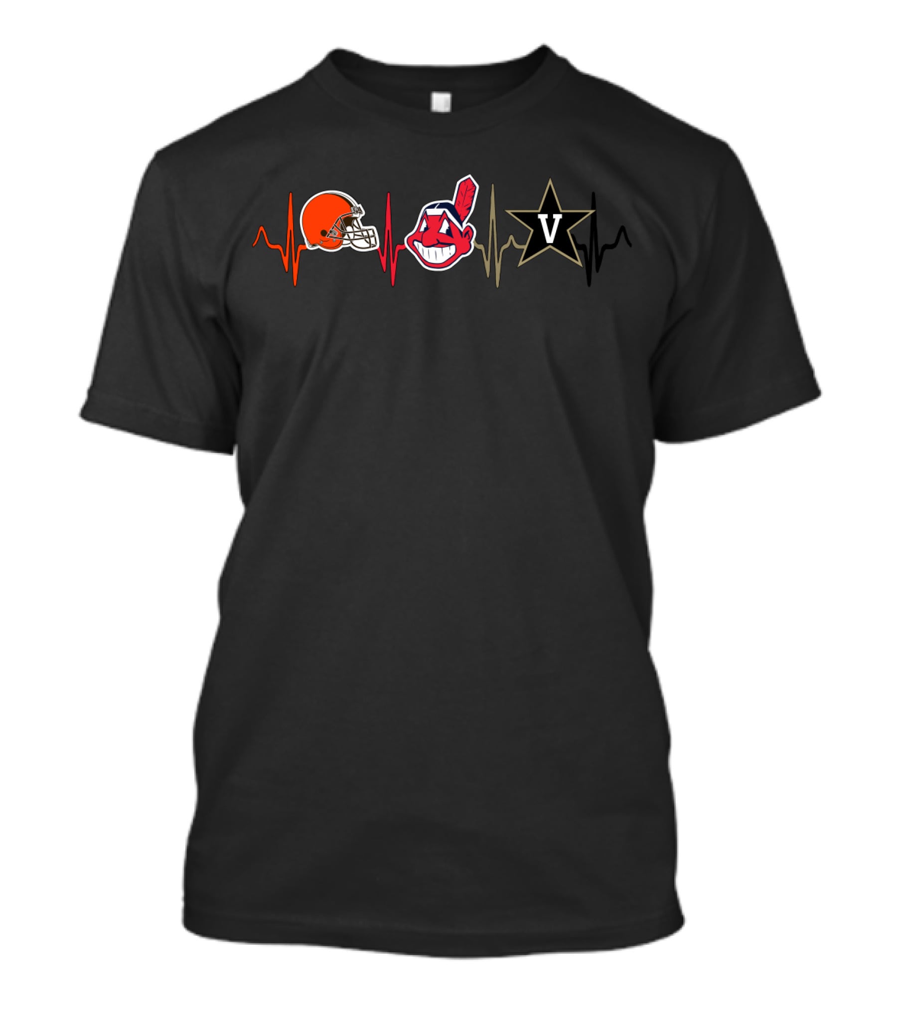 Cleveland Browns Cleveland Indians Vanderbilt Commodores Heartbeat T-Shirt