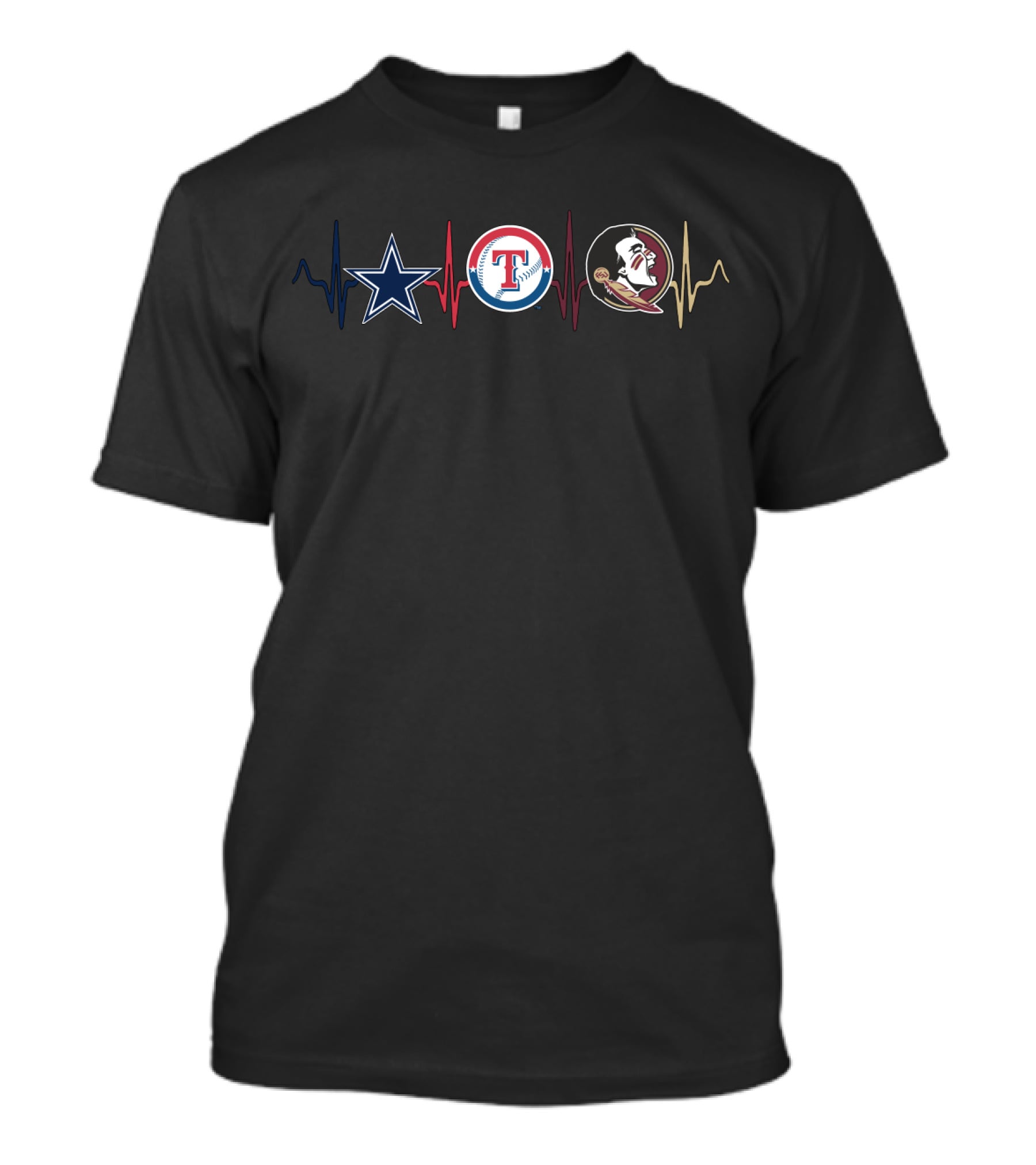 Cowboys Star Rangers Logo Fsu Seminoles Heartbeat T-Shirt