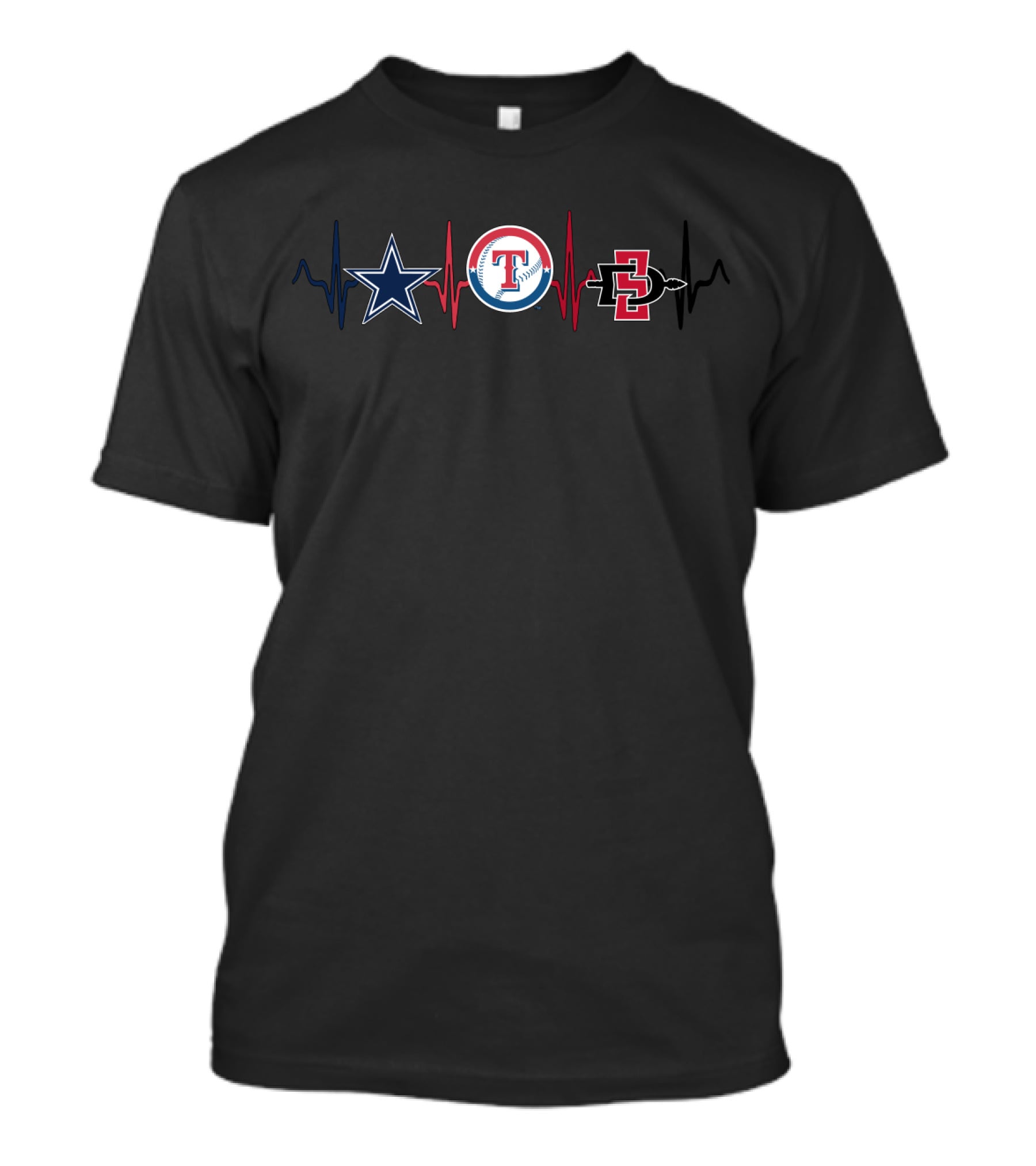 Cowboys Rangers Sdsu Heartbeat Line T-Shirt