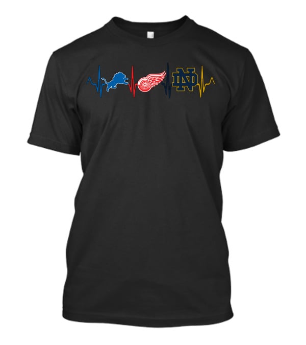 Detroit Lions Red Wings Notre Dame Heartbeat Ndfi T-Shirt
