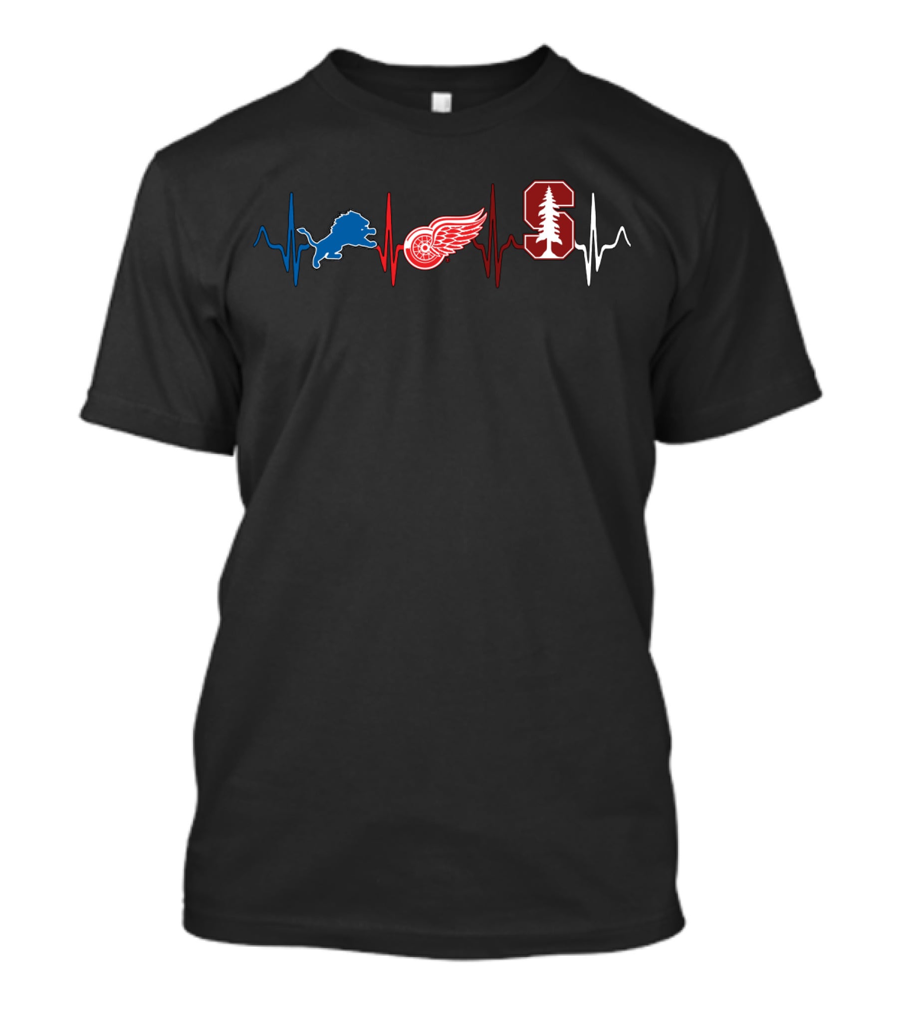 Detroit Lions Red Wings Stanford Heartbeat T-Shirt