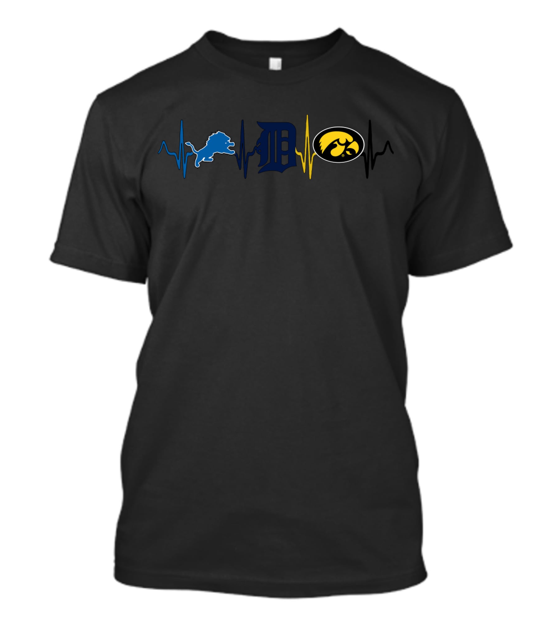 Detroit Lions Tigers Iowa Hawkeyes Heartbeat T-Shirt
