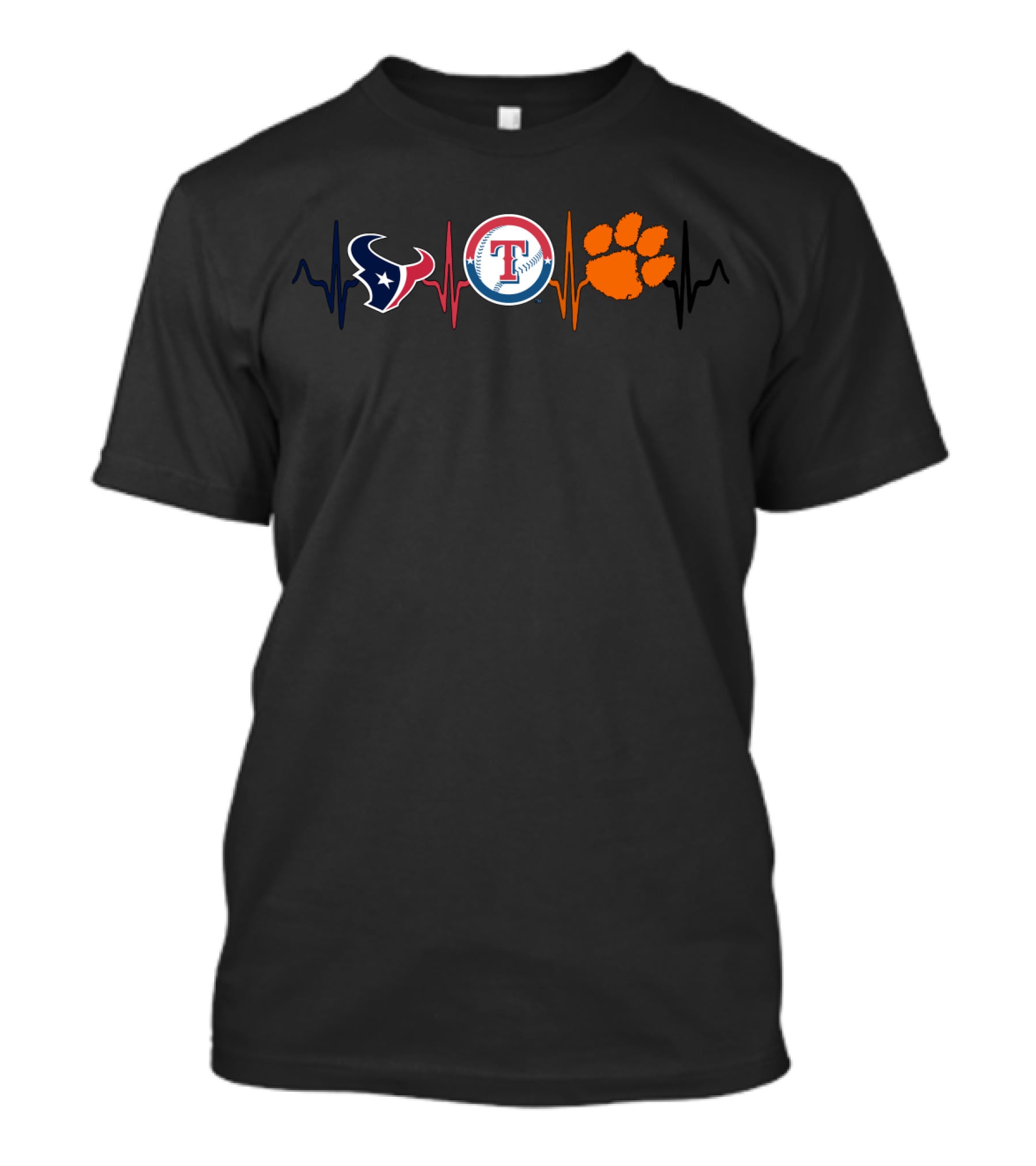 Love Texans Rangers Clemson Paw Heartbeat T-Shirt