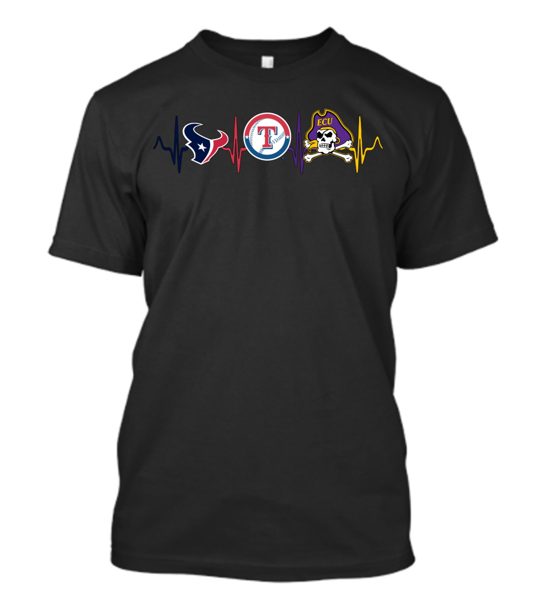 Houston Texans Love With Dallas Rangers And Ecu Pirates Ecp T-Shirt