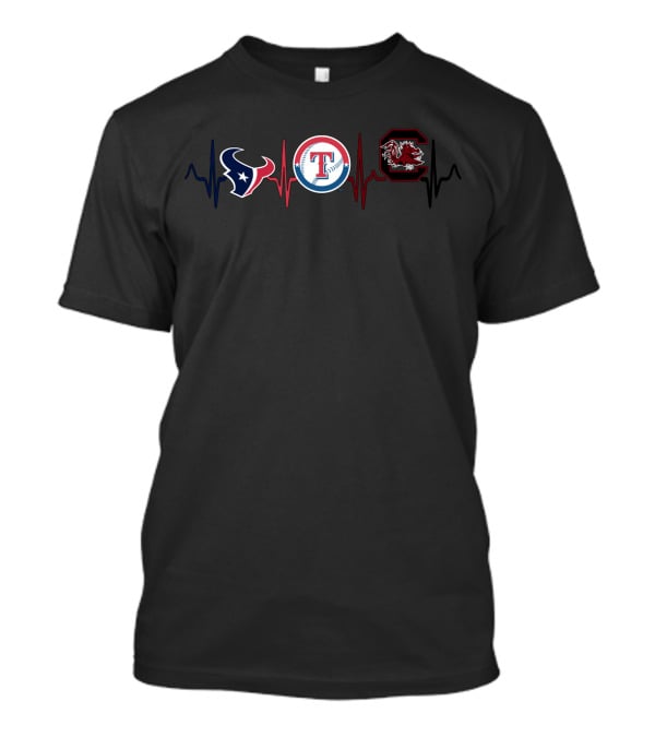 Texans Rangers Gamecocks Heartbeat T-Shirt