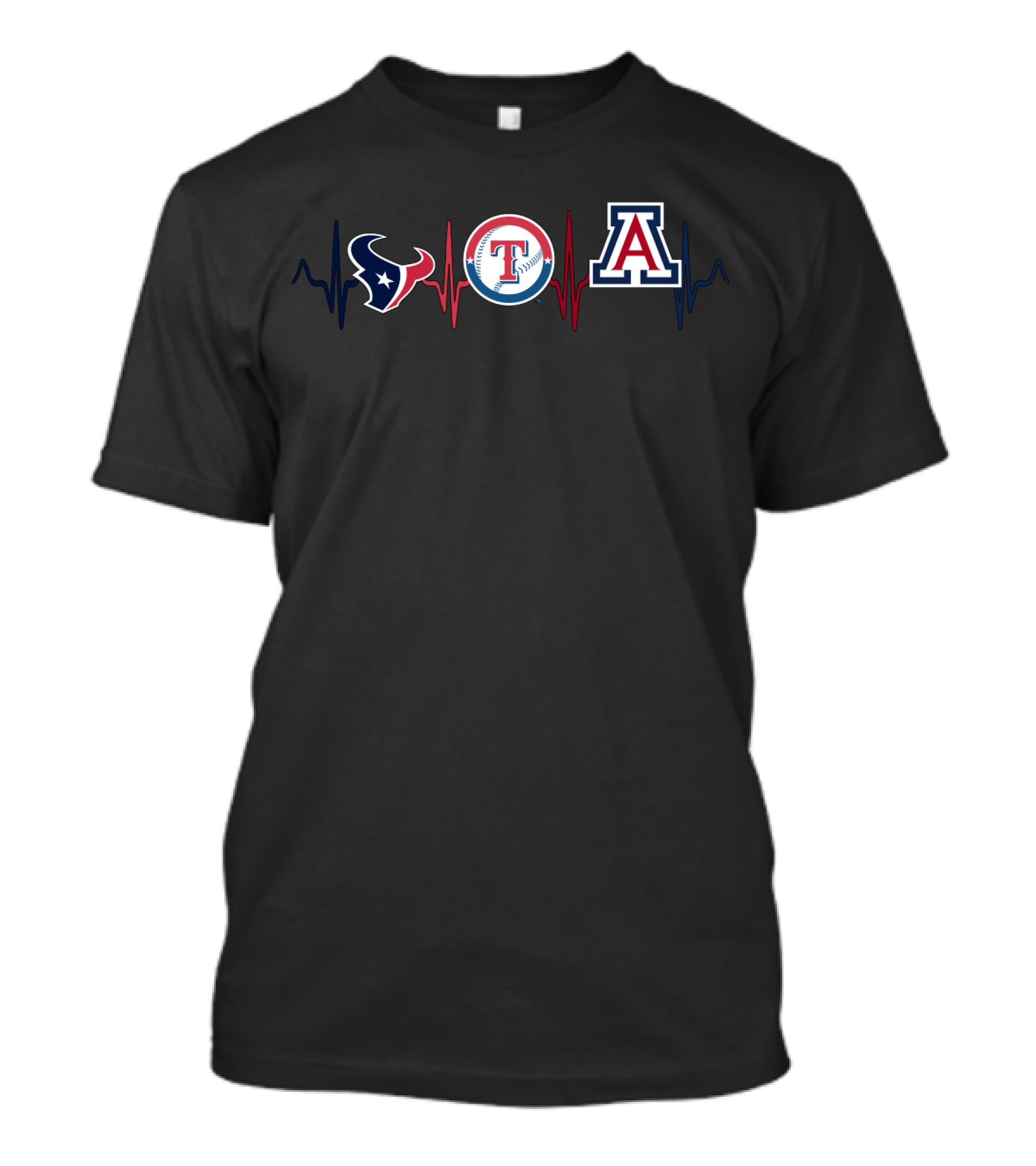 Houston Texans Texas Rangers Arizona Wildcats Heartbeat T-Shirt