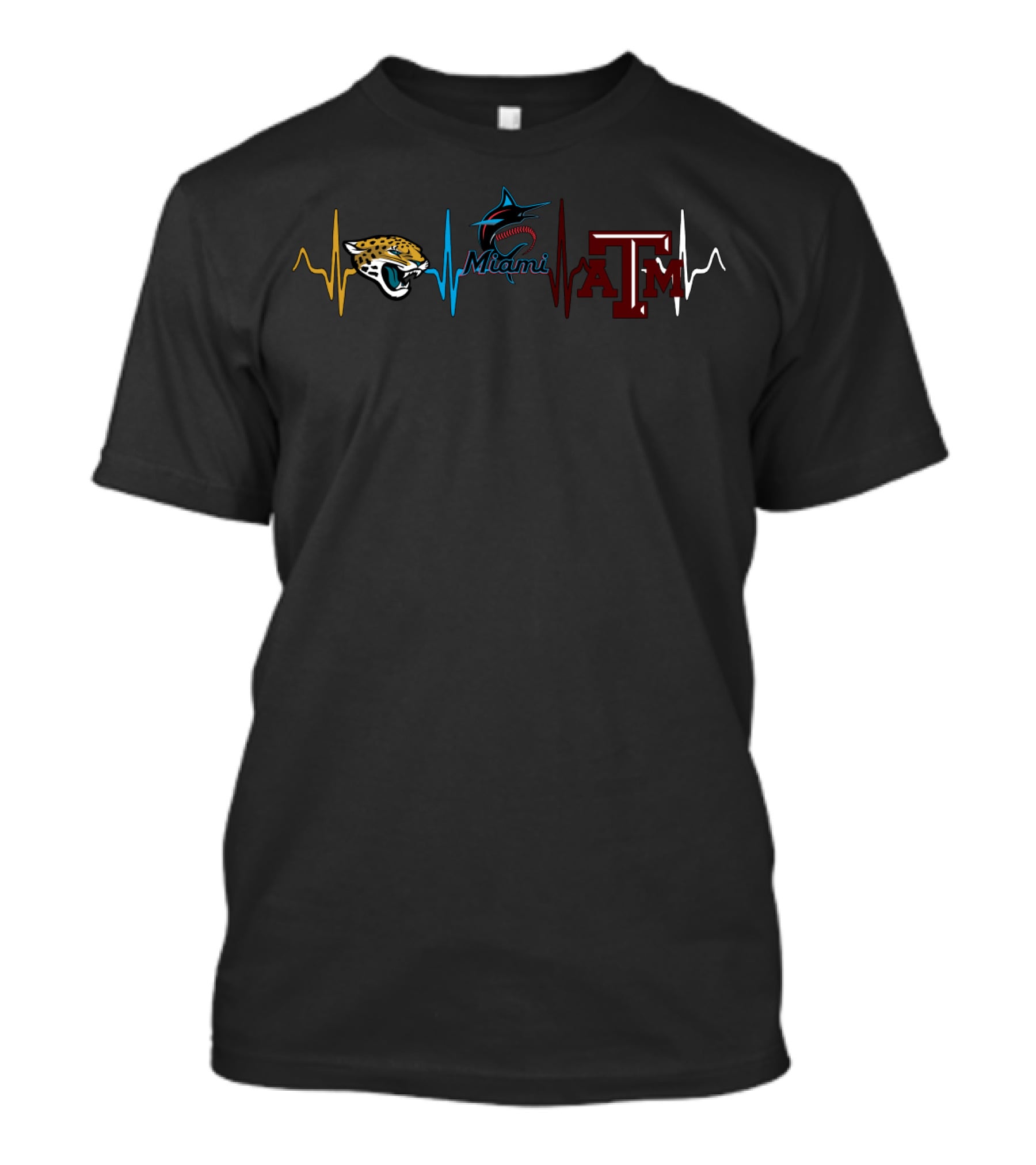 Jacksonville Jaguars Miami Marlins Texas A&M Heartbeat T-Shirt