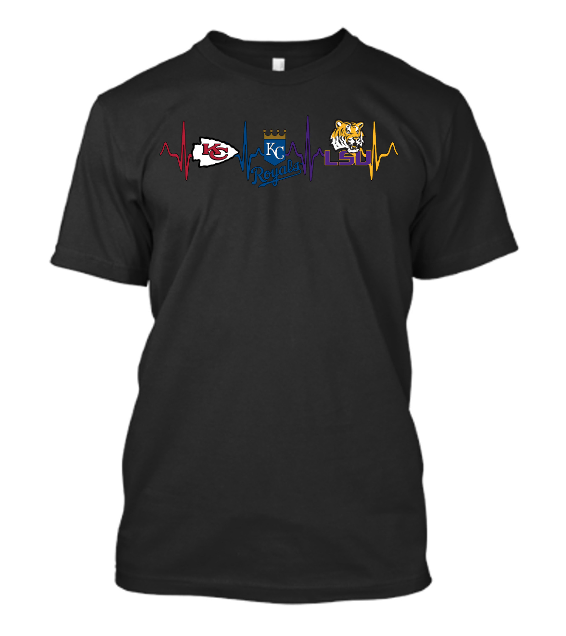Chiefs Royals Lsu Tigers Heartbeat Love T-Shirt