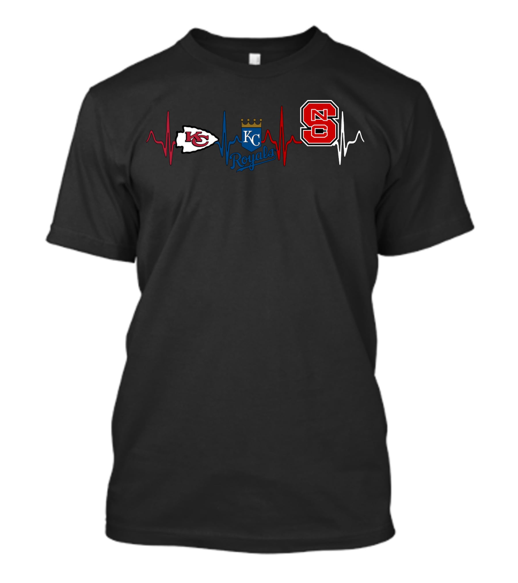 Kansas City Chiefs Royals Nc State Heartbeat T-Shirt