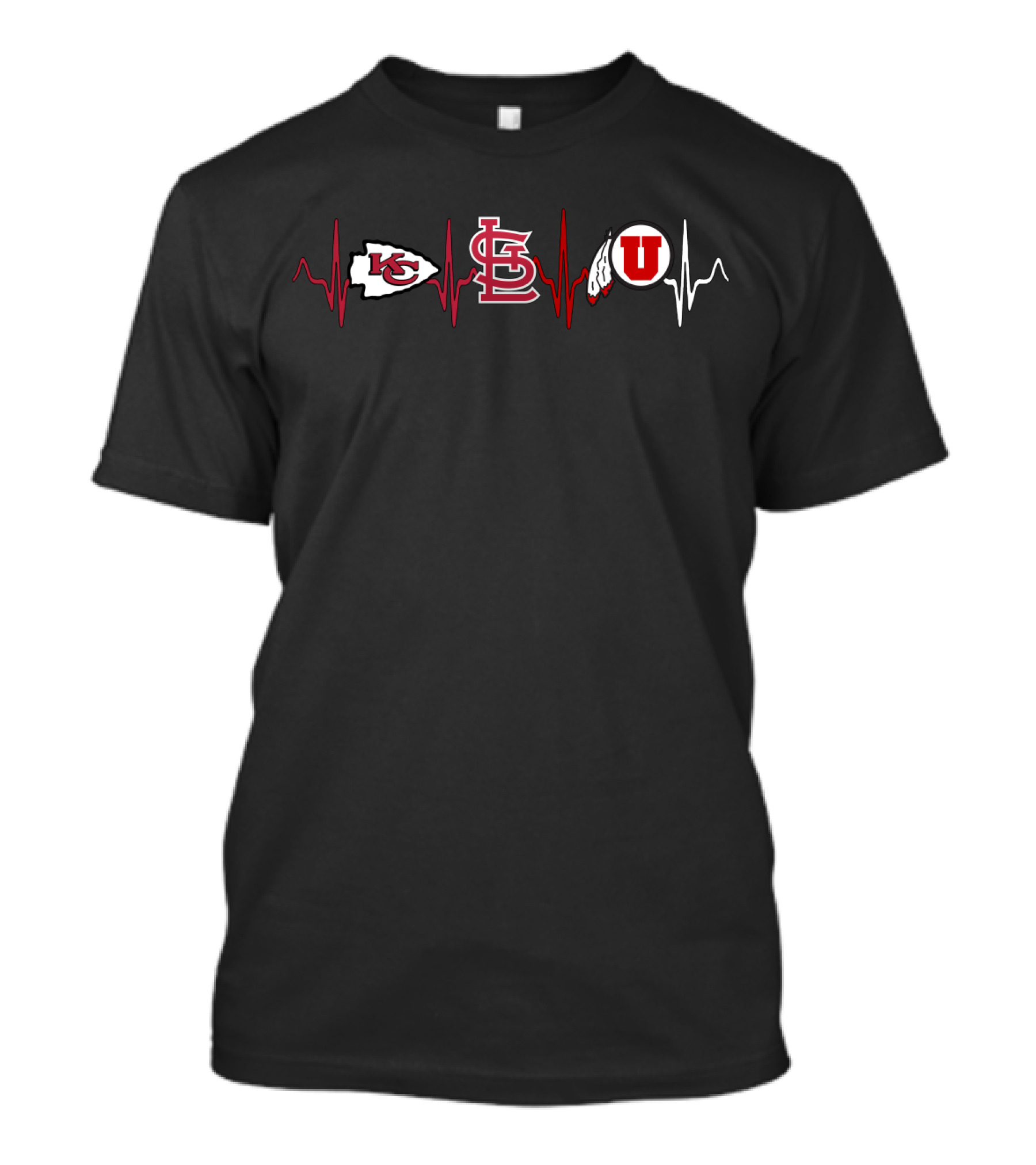 Kansas City Chiefs St. Louis Cardinals Utah Utes Heartbeat T-Shirt