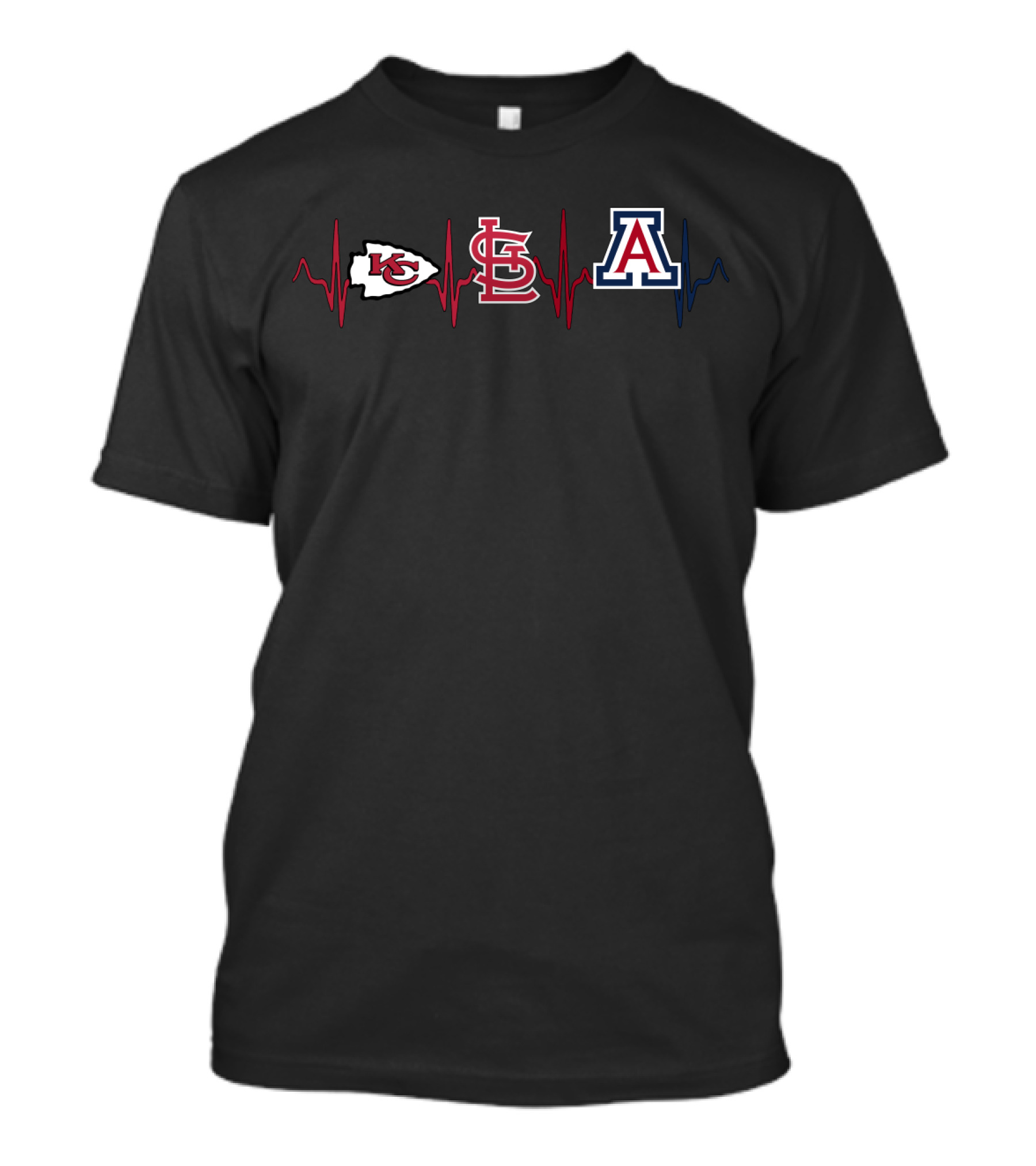 Kansas City Chiefs St. Louis Cardinals Arizona Wildcats Heartbeat T-Shirt