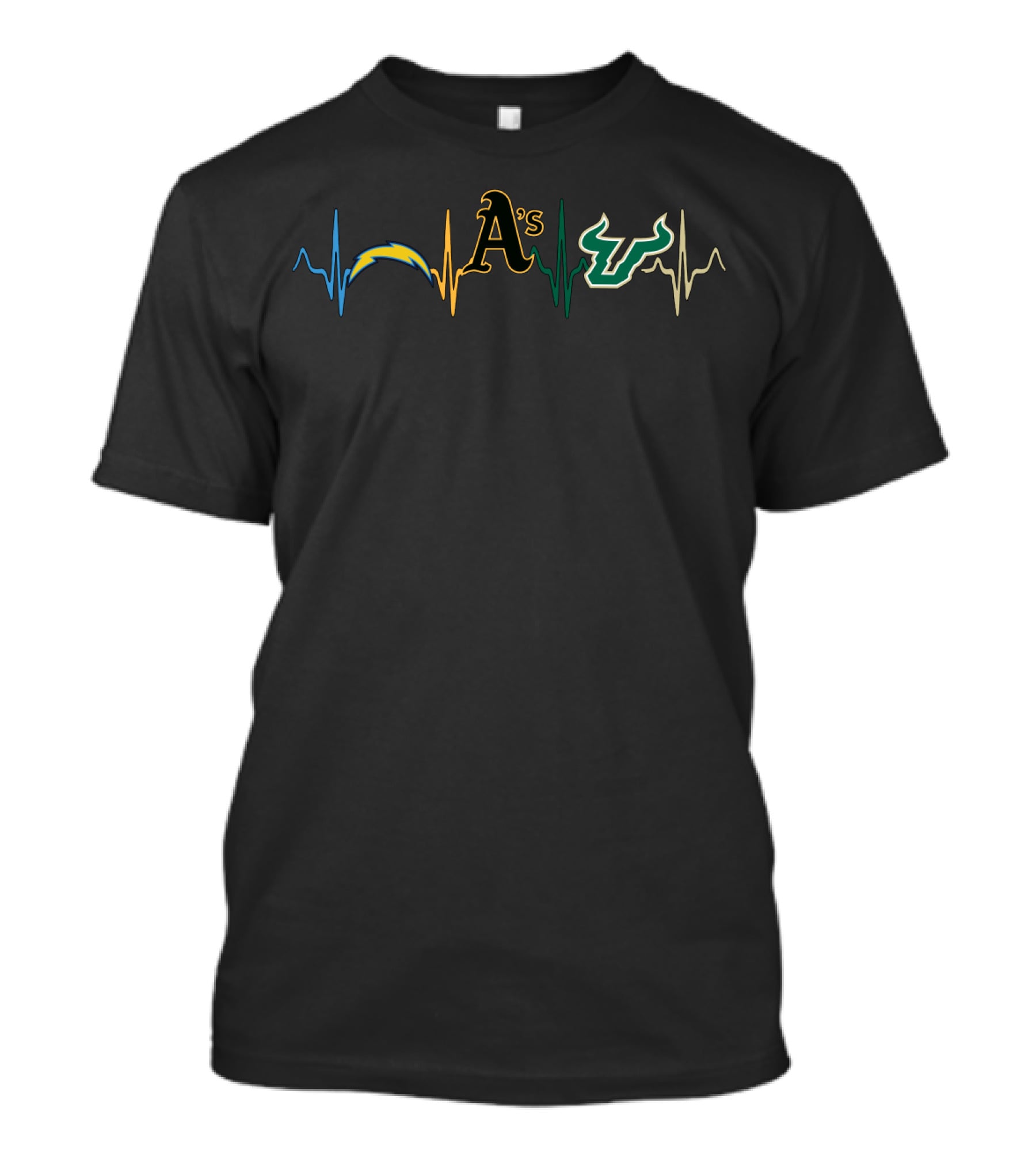 Love Chargers Athletics A's Sfb Logo Heartbeat T-Shirt