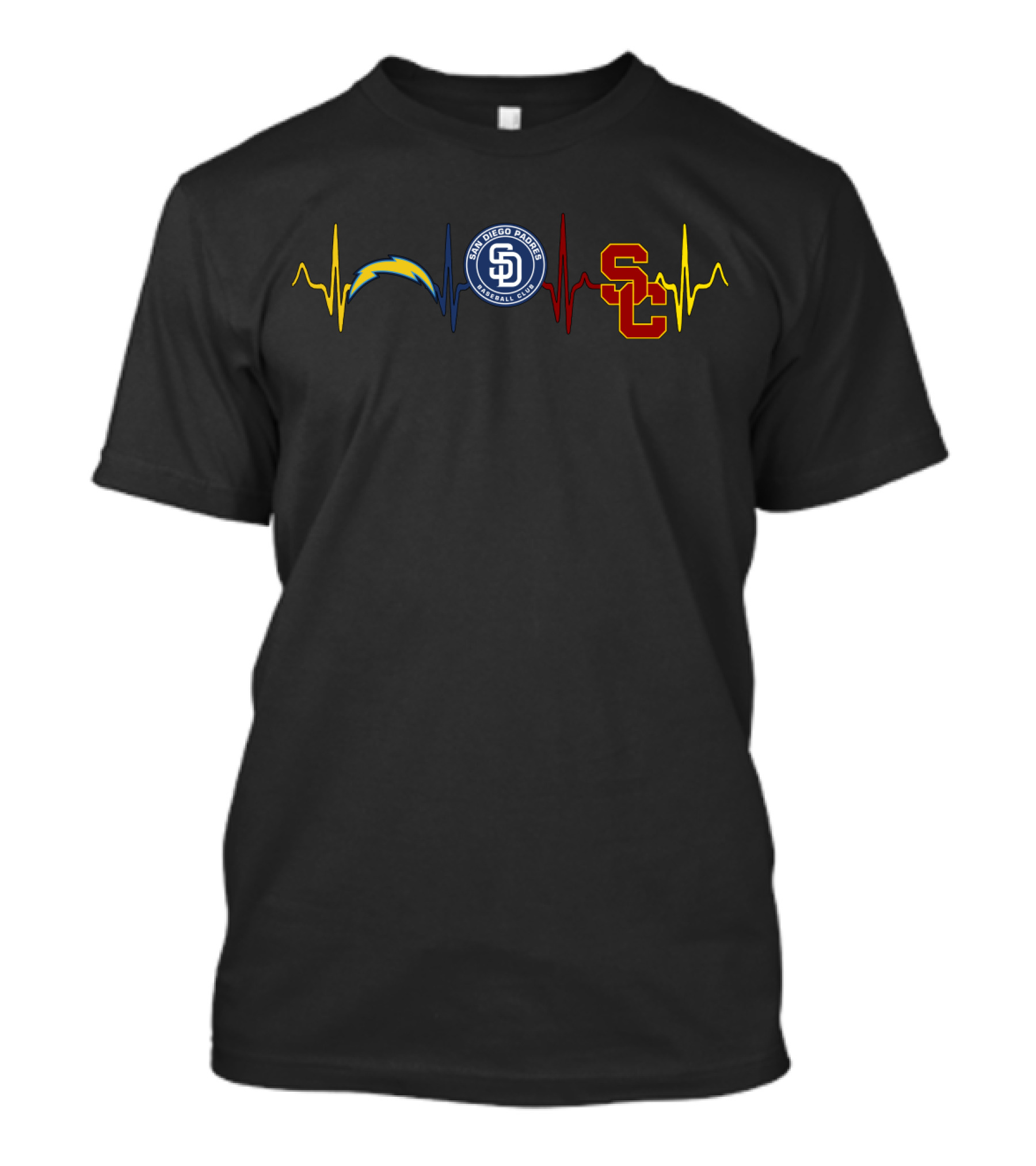Chargers San Diego Padres Usc Heartbeat T-Shirt
