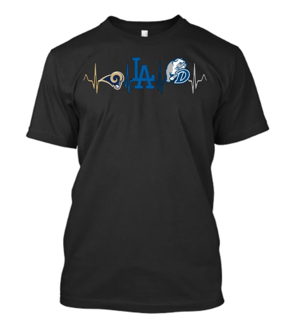 Love Rams La Dodgers Db Bulldogs Heartbeat T-Shirt