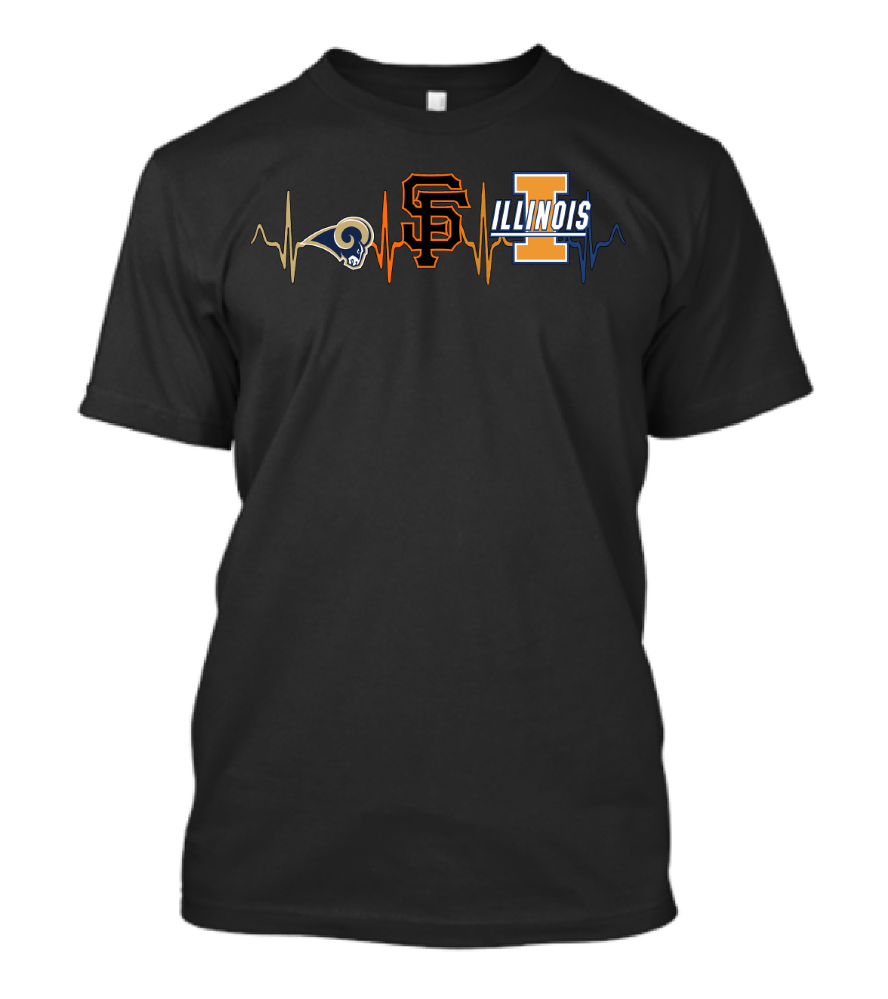 Rams Sf Giants Illinois Heartbeat Love T-Shirt