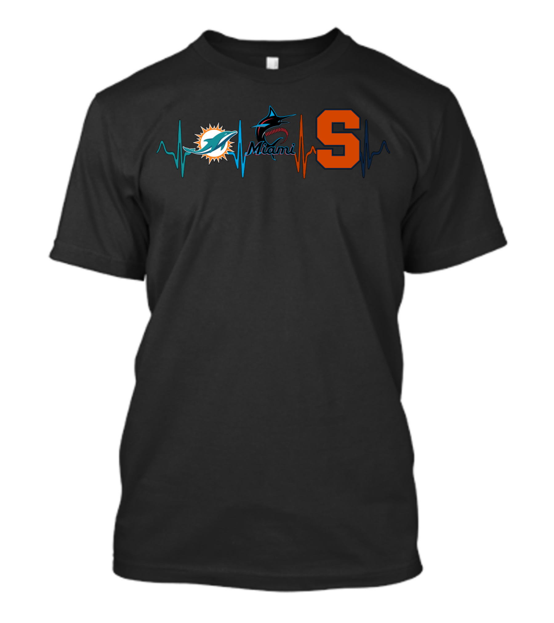 Miami Dolphins Marlins Syracuse Heartbeat T-Shirt