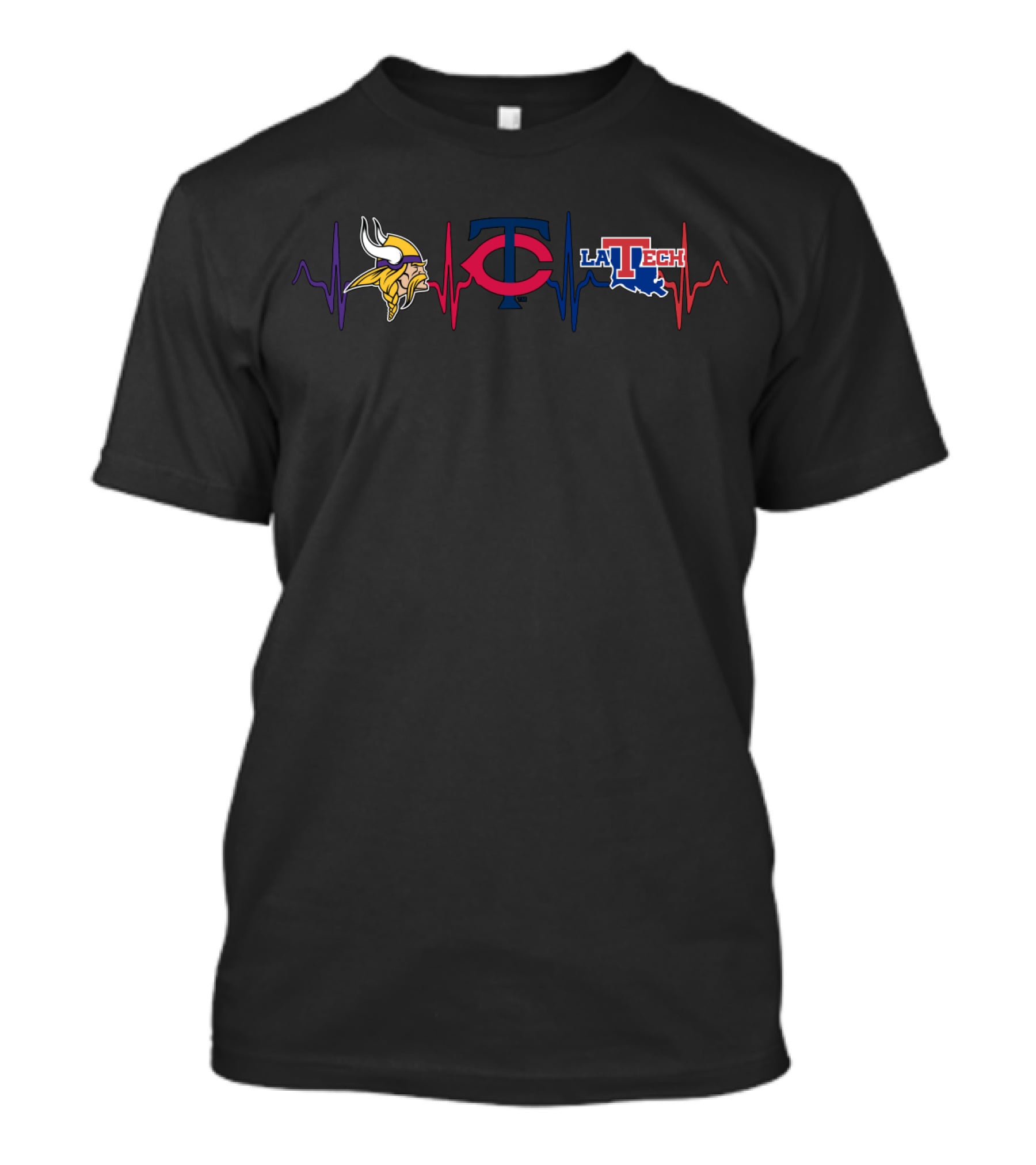 Vikings Twins Louisiana Tech Heartbeat T-Shirt