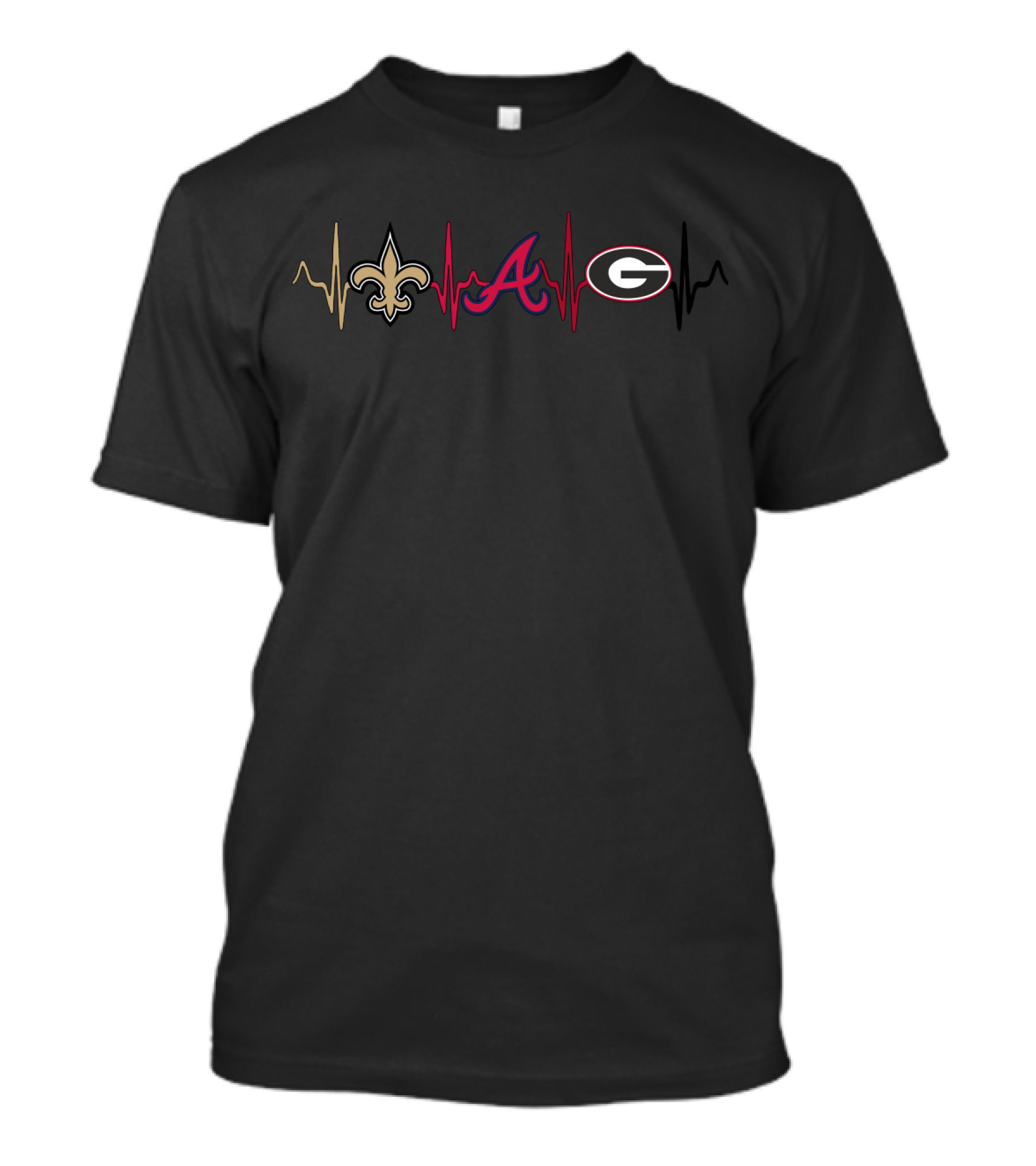 Love New Orleans Atlanta Georgia Teams Heartbeat T-Shirt