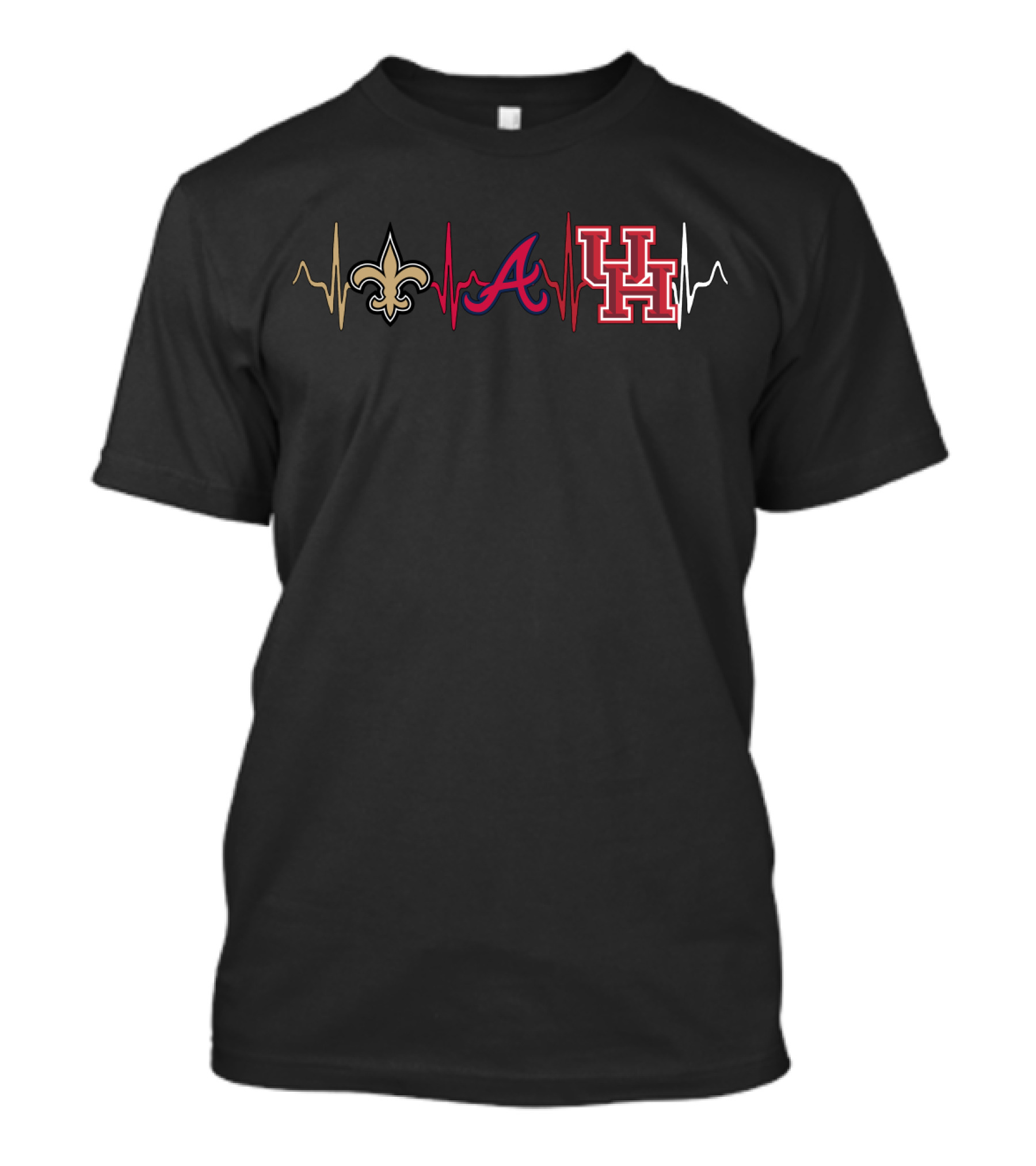 New Orleans Saints Atlanta Braves University Of Houston Heartbeat T-Shirt