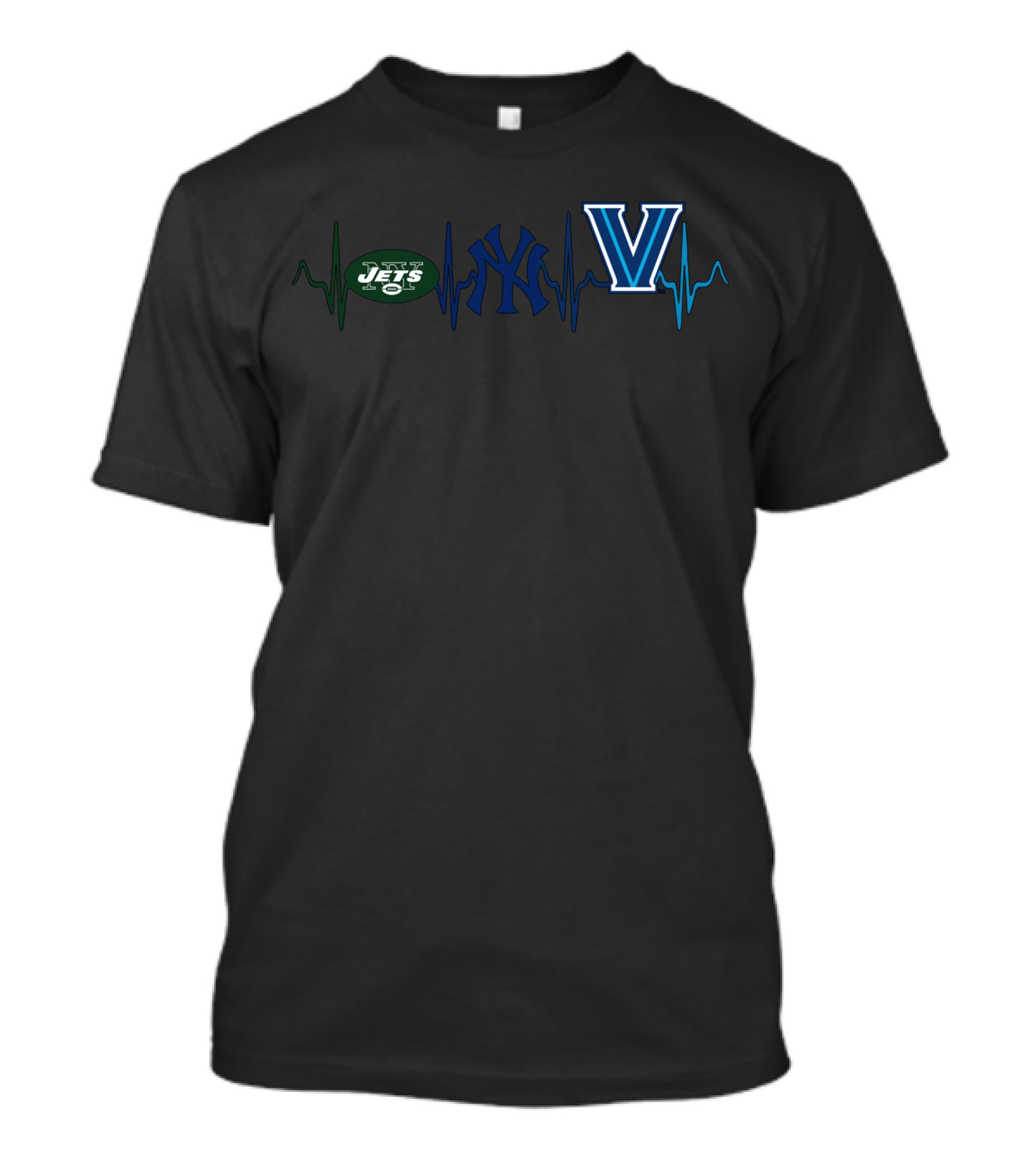 Jets Yankees Villanova Heartbeat T-Shirt