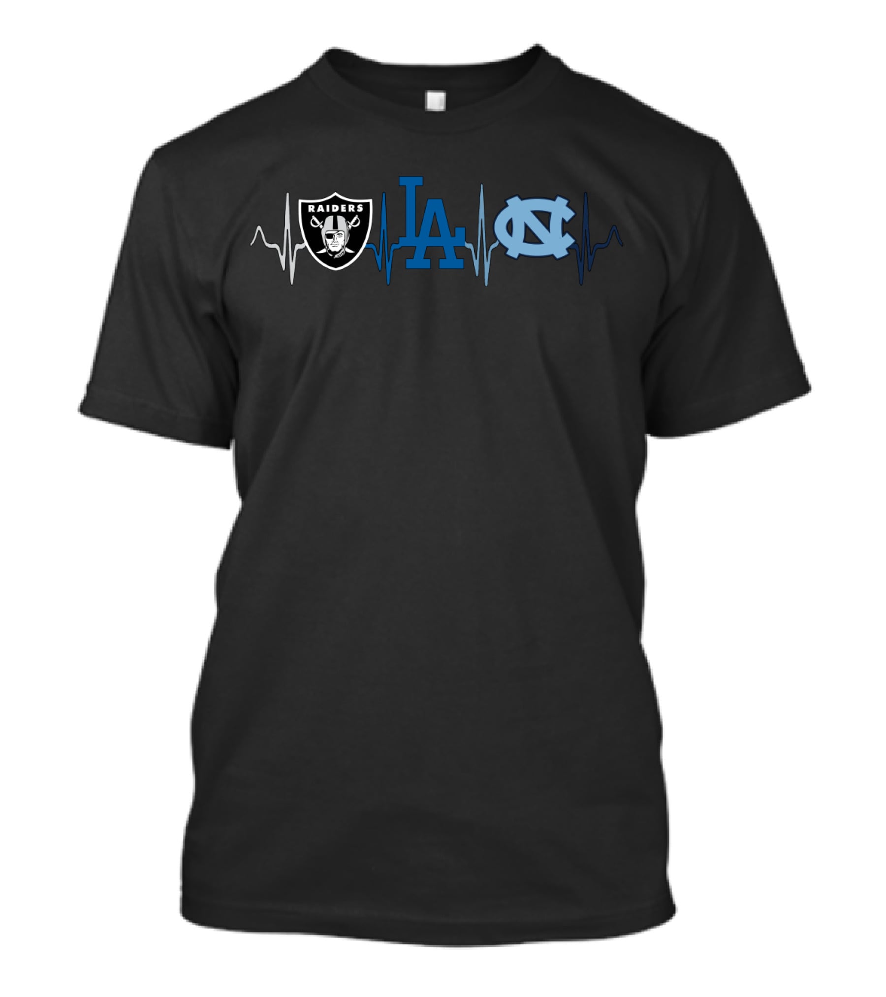 Raiders Dodgers North Carolina Tar Heels Heartbeat T-Shirt