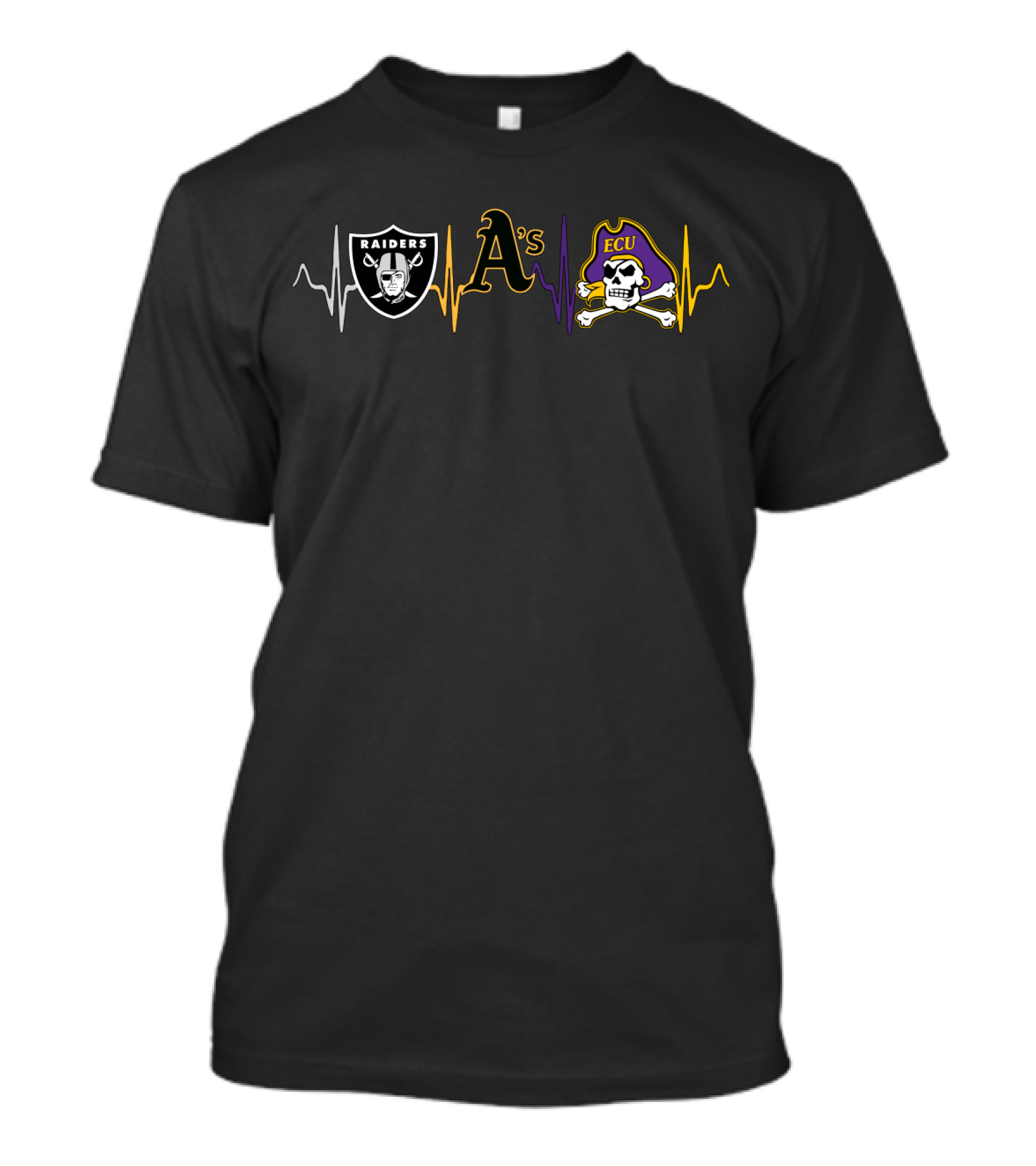 Raiders Athletics Ecu Pirates Heartbeat T-Shirt