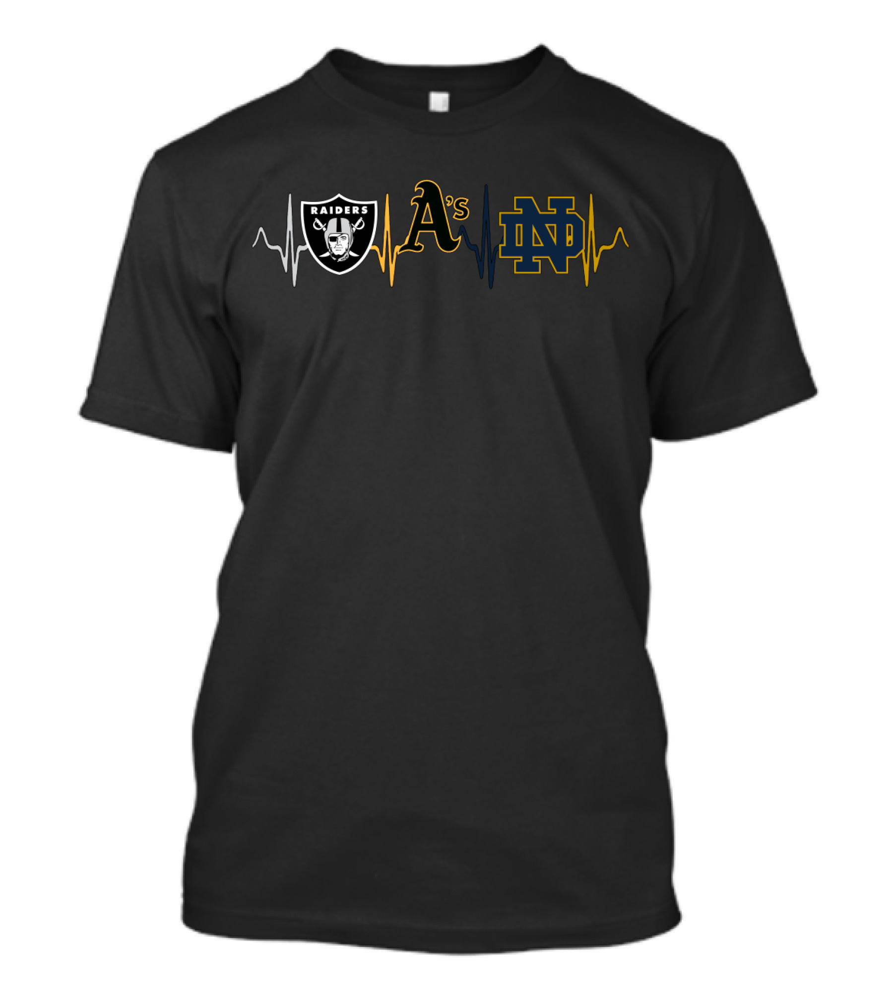 Raiders Athletics A's Nd Notre Dame Fan Heartbeat T-Shirt