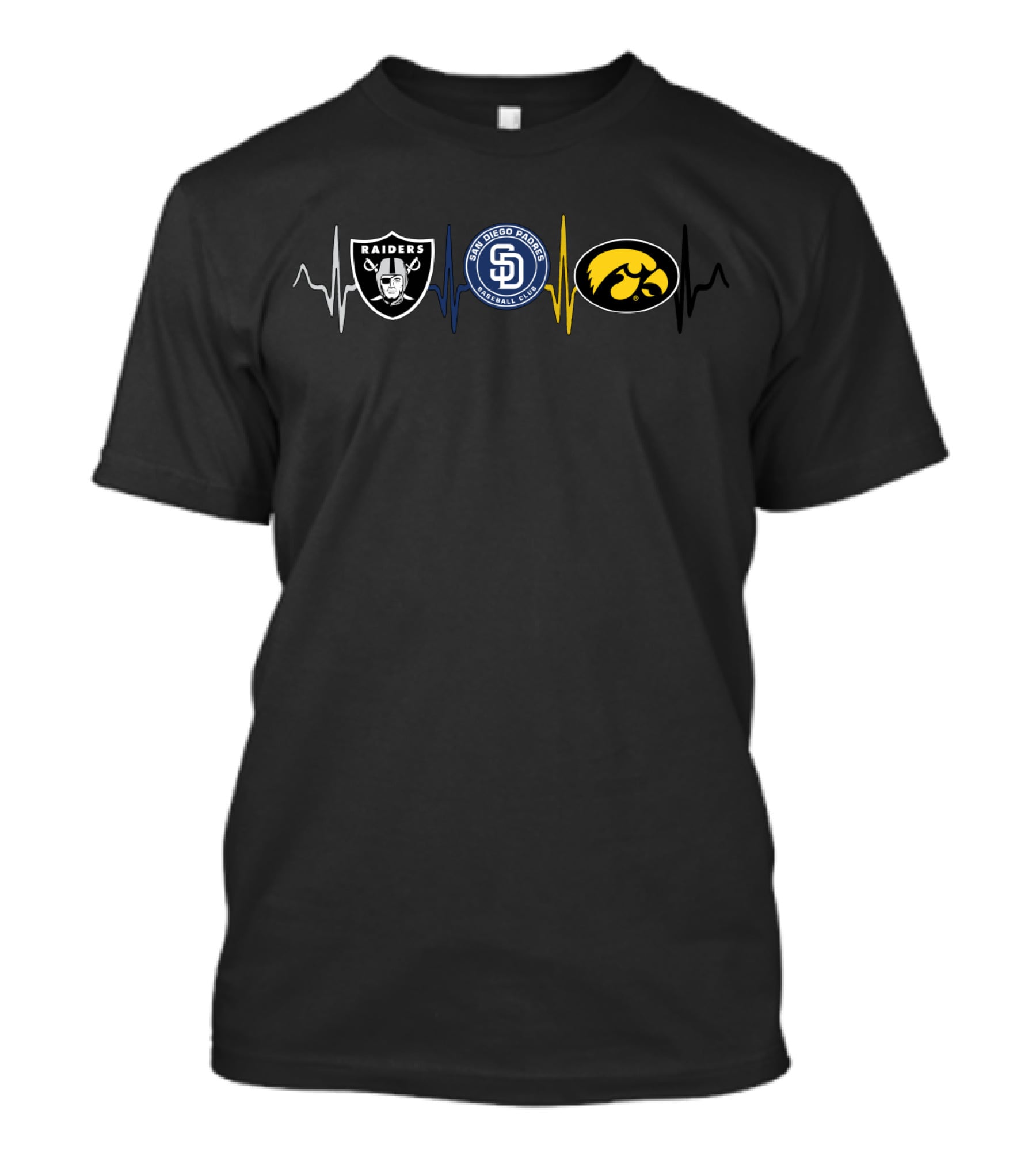 Raiders San Diego Padres Iowa Hawkeyes Love Heartbeat T-Shirt