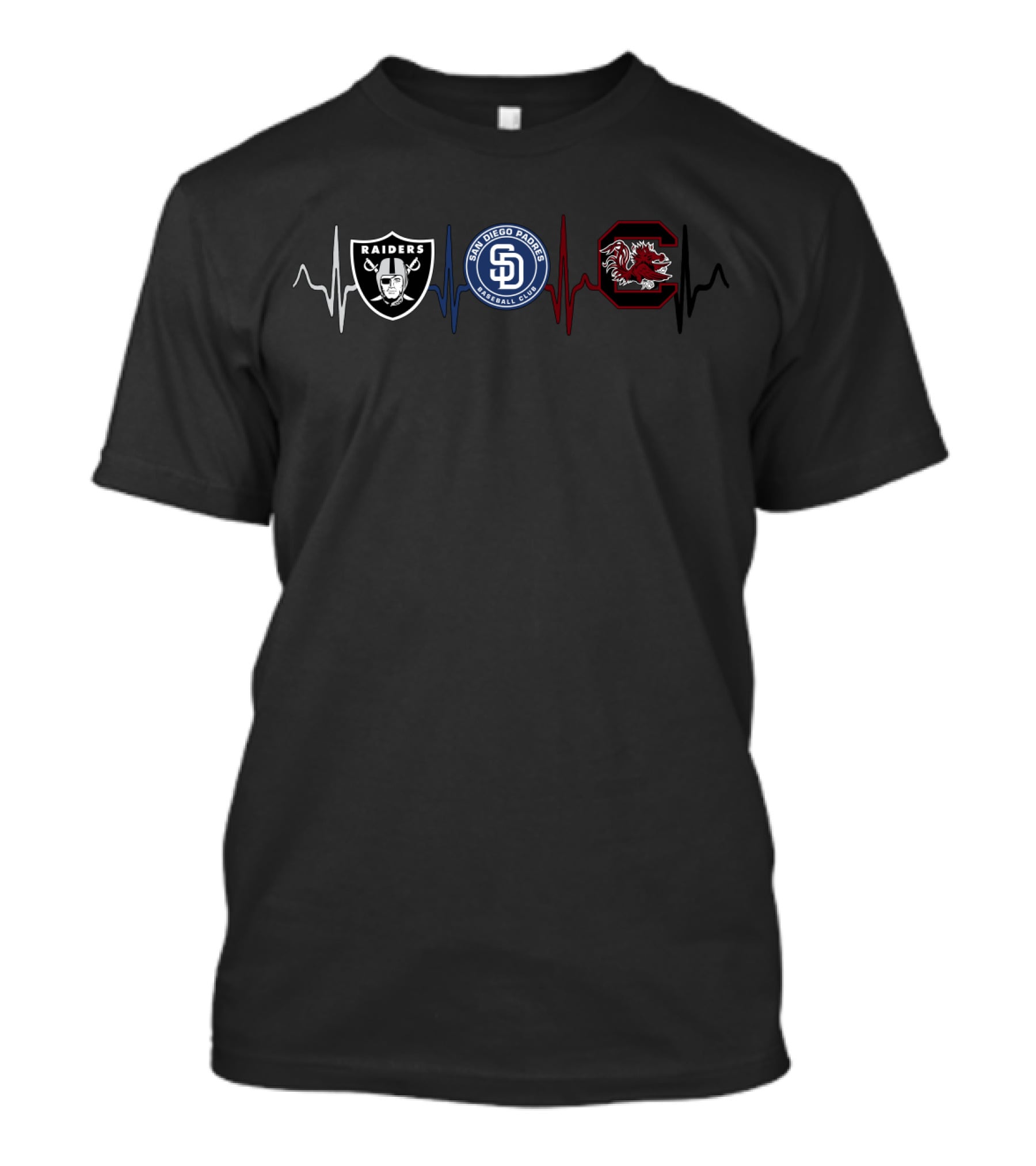 Raiders San Diego Padres University Of South Carolina Heartbeat T-Shirt