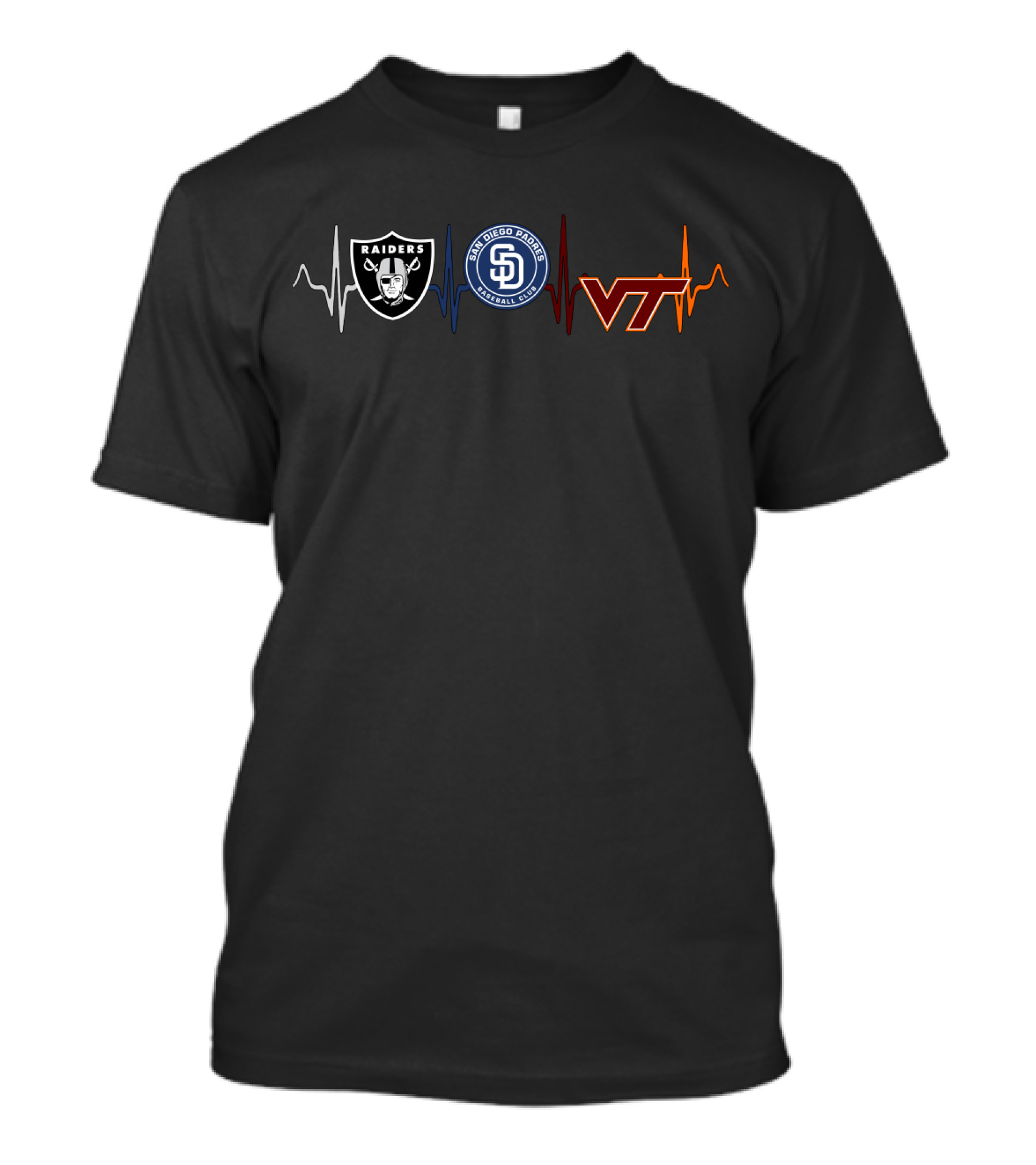 Raiders San Diego Padres Vth Logos Heartbeat T-Shirt