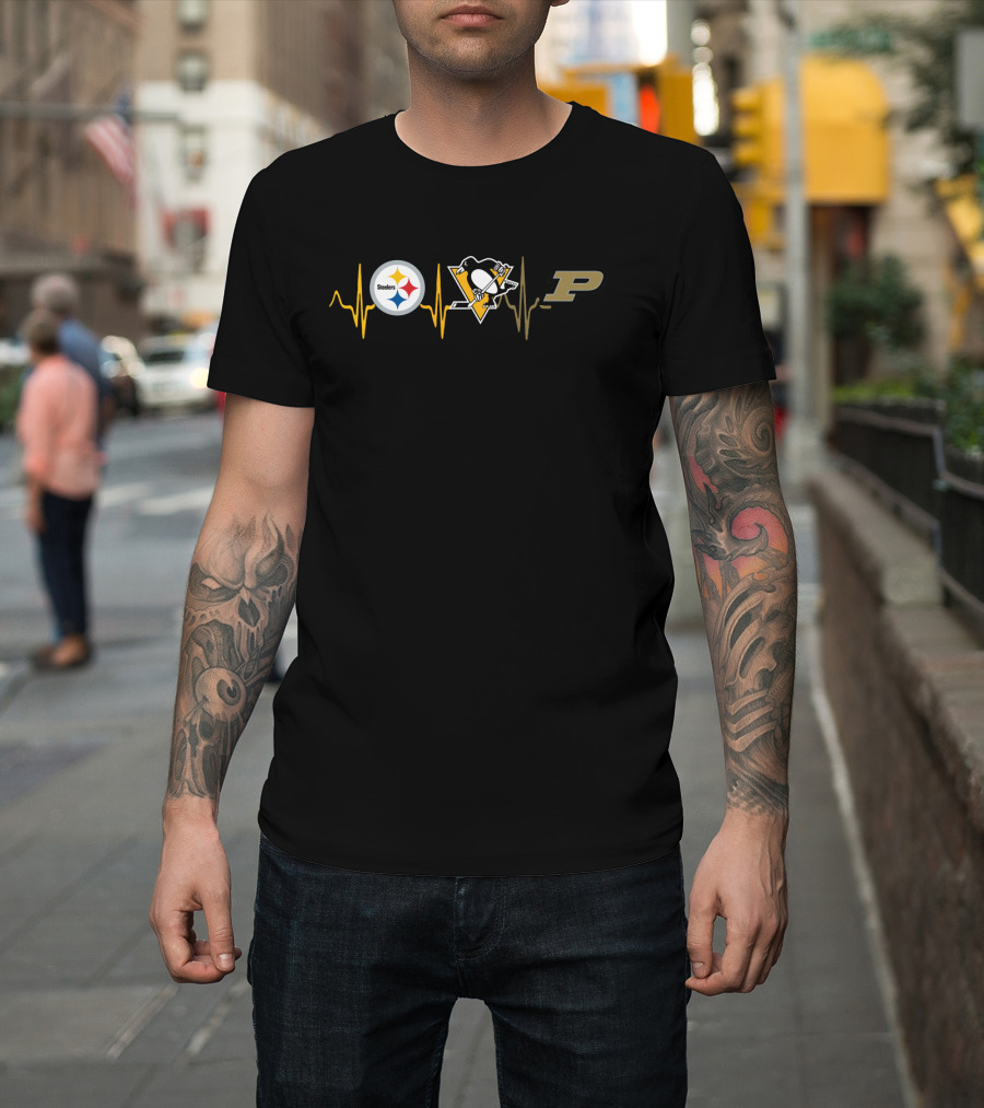 Steelers Penguins Purdue Heartbeat T-Shirt