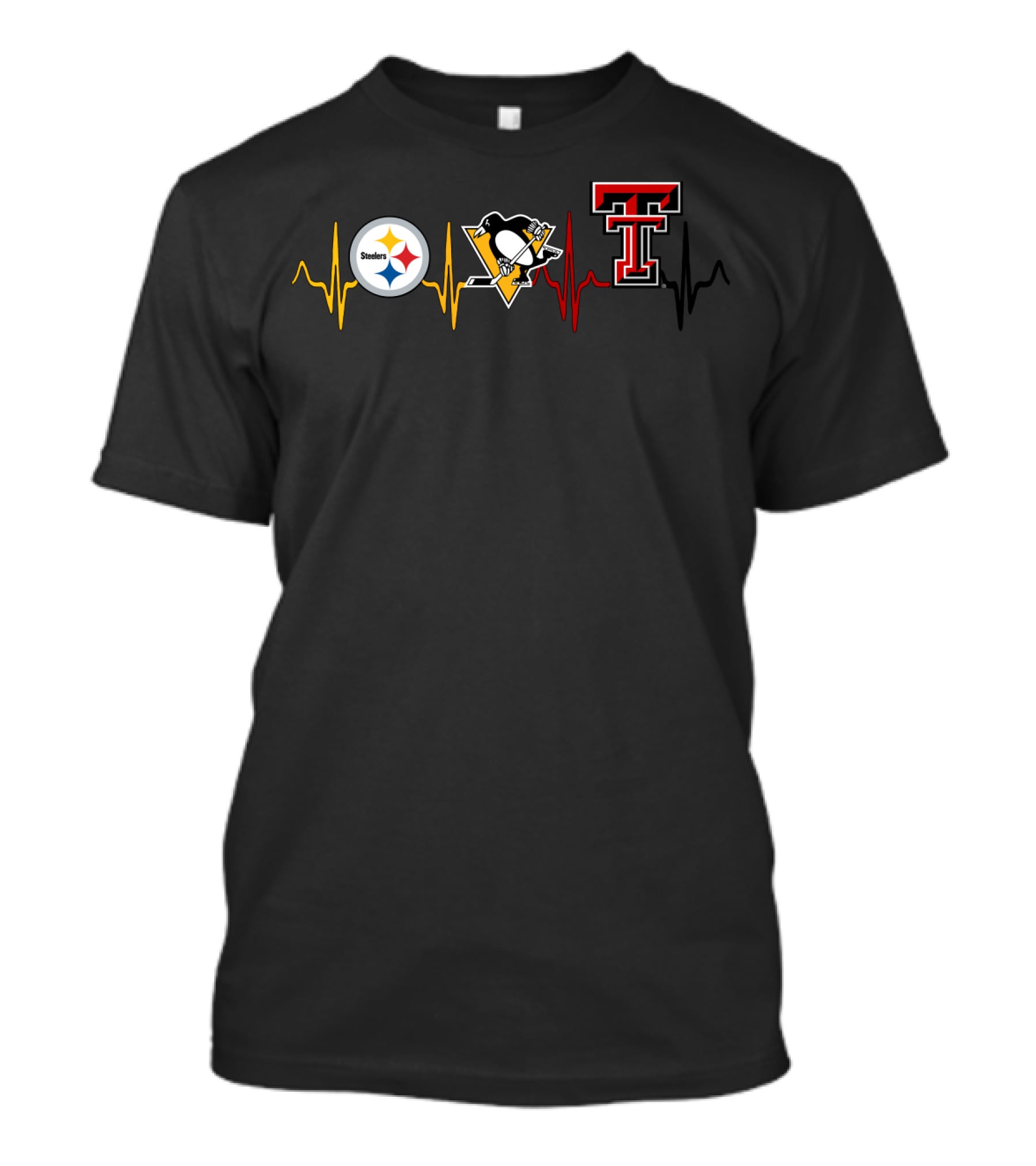 Steelers Penguins Texas Tech Heartbeat T-Shirt