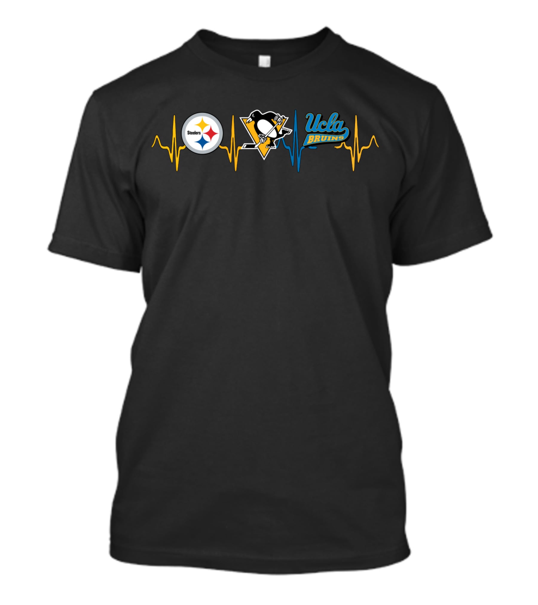 Steelers Penguins Ucla Bruins Heartbeat Love T-Shirt