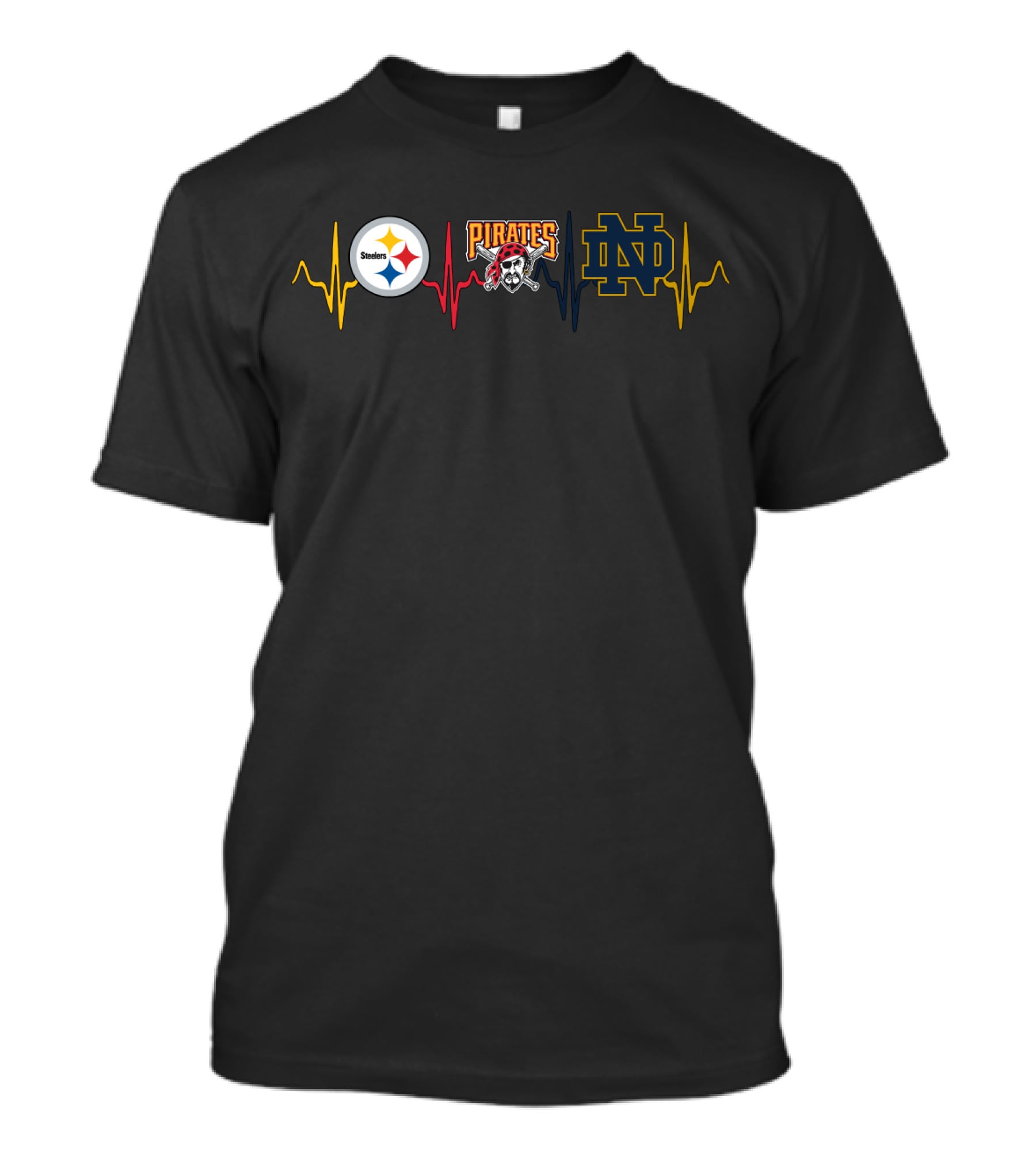 Steelers Pirates Notre Dame Fighting Irish Heartbeat T-Shirt