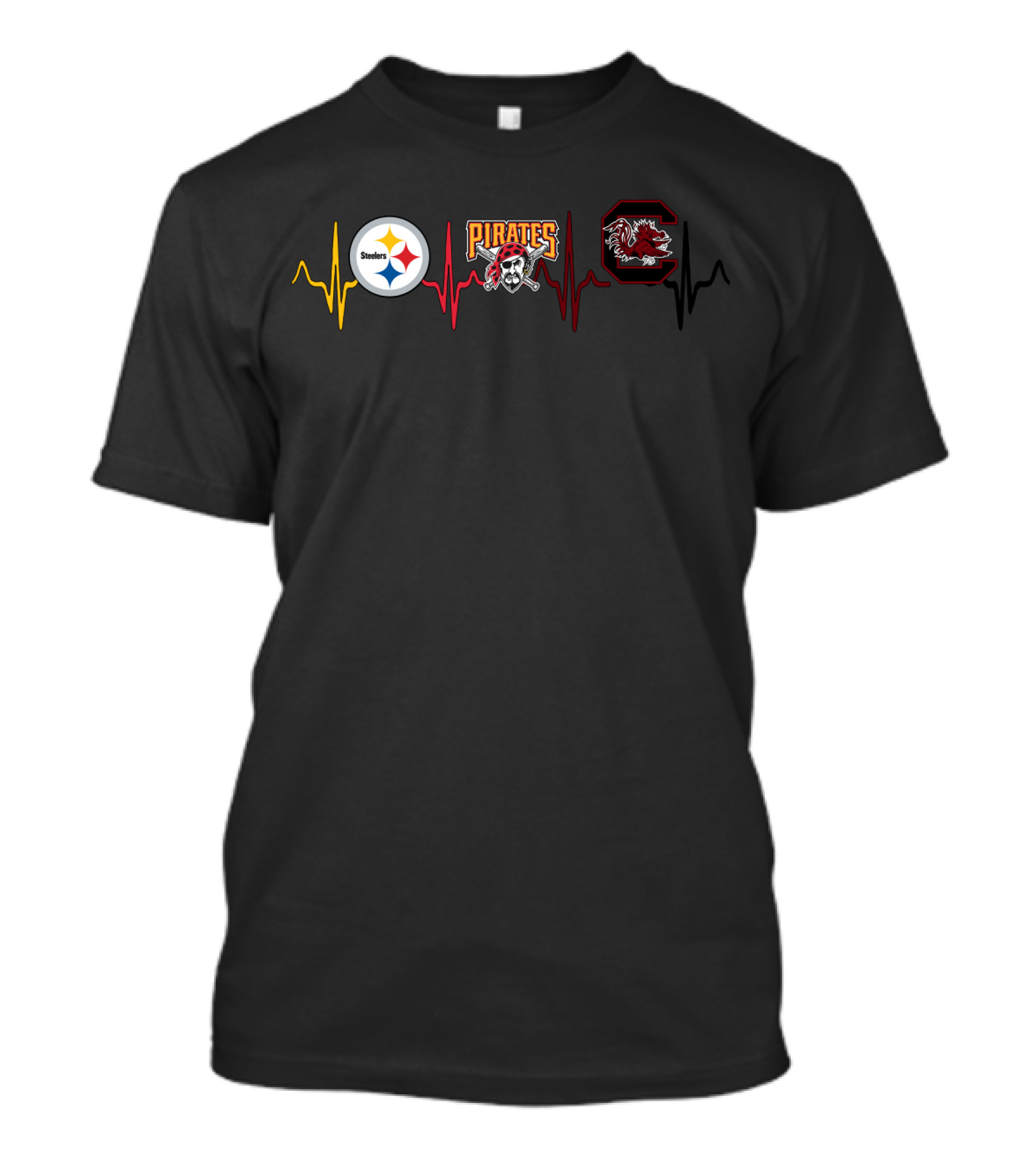 Steelers Pirates South Carolina Gamecocks Heartbeat T-Shirt